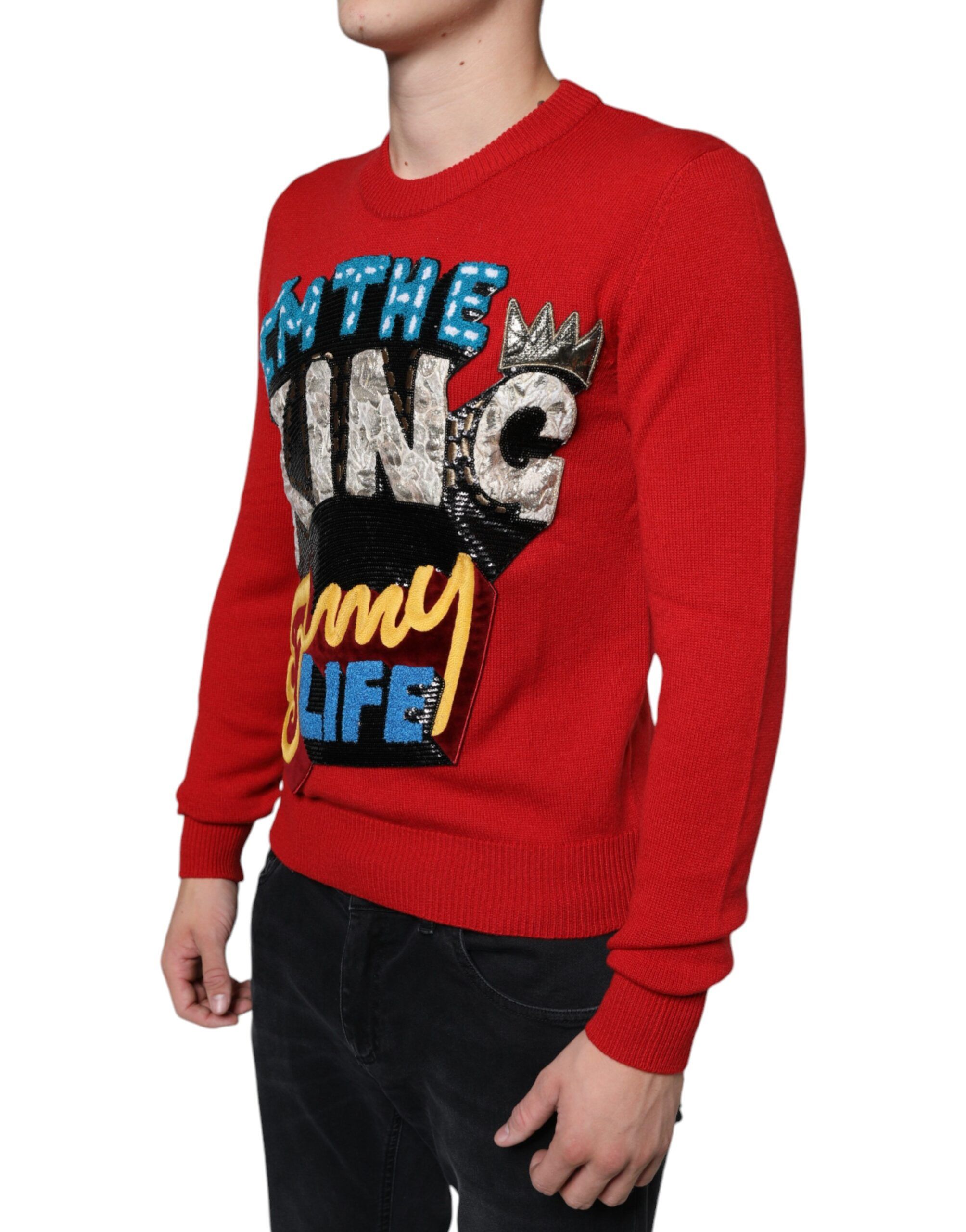 I'm The King Wool Crew Neck Sweatshirt Men's Sweater - Dolce & Gabbana - Modalova