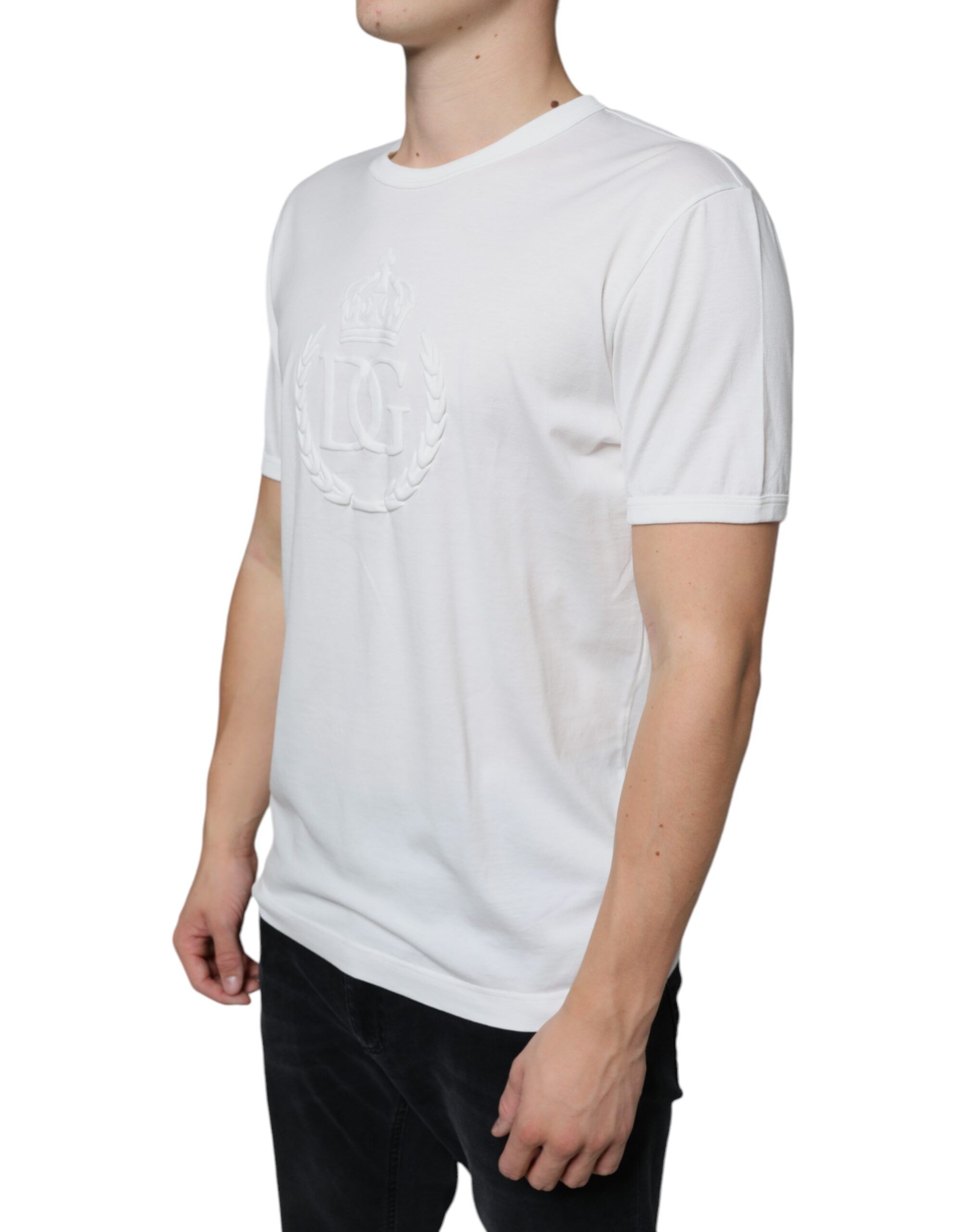 Logo Embossed Cotton Crewneck Men's T-shirt - Dolce & Gabbana - Modalova
