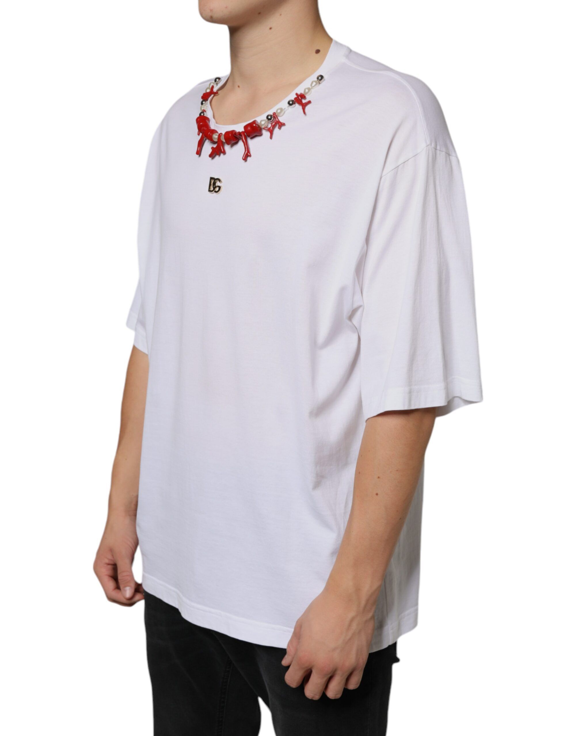 Cotton Necklace Embellished Men's T-shirt - Dolce & Gabbana - Modalova