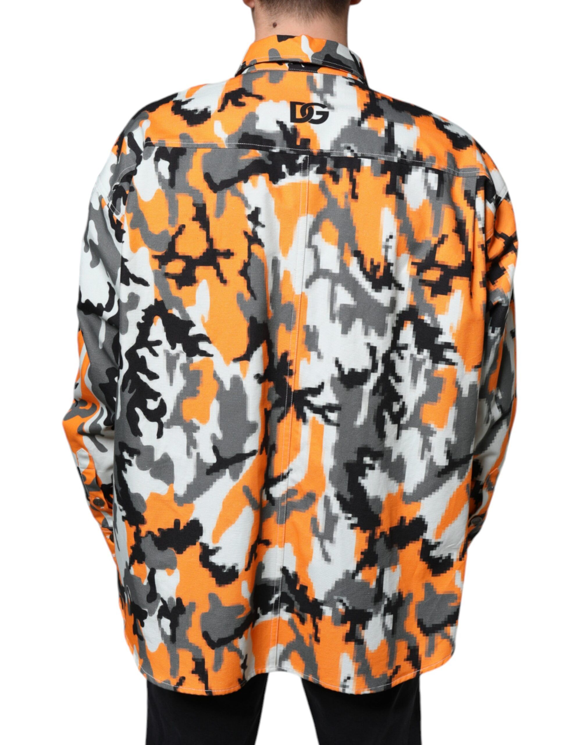 Camouflage Cotton Denim Collared Men's Jacket - Dolce & Gabbana - Modalova