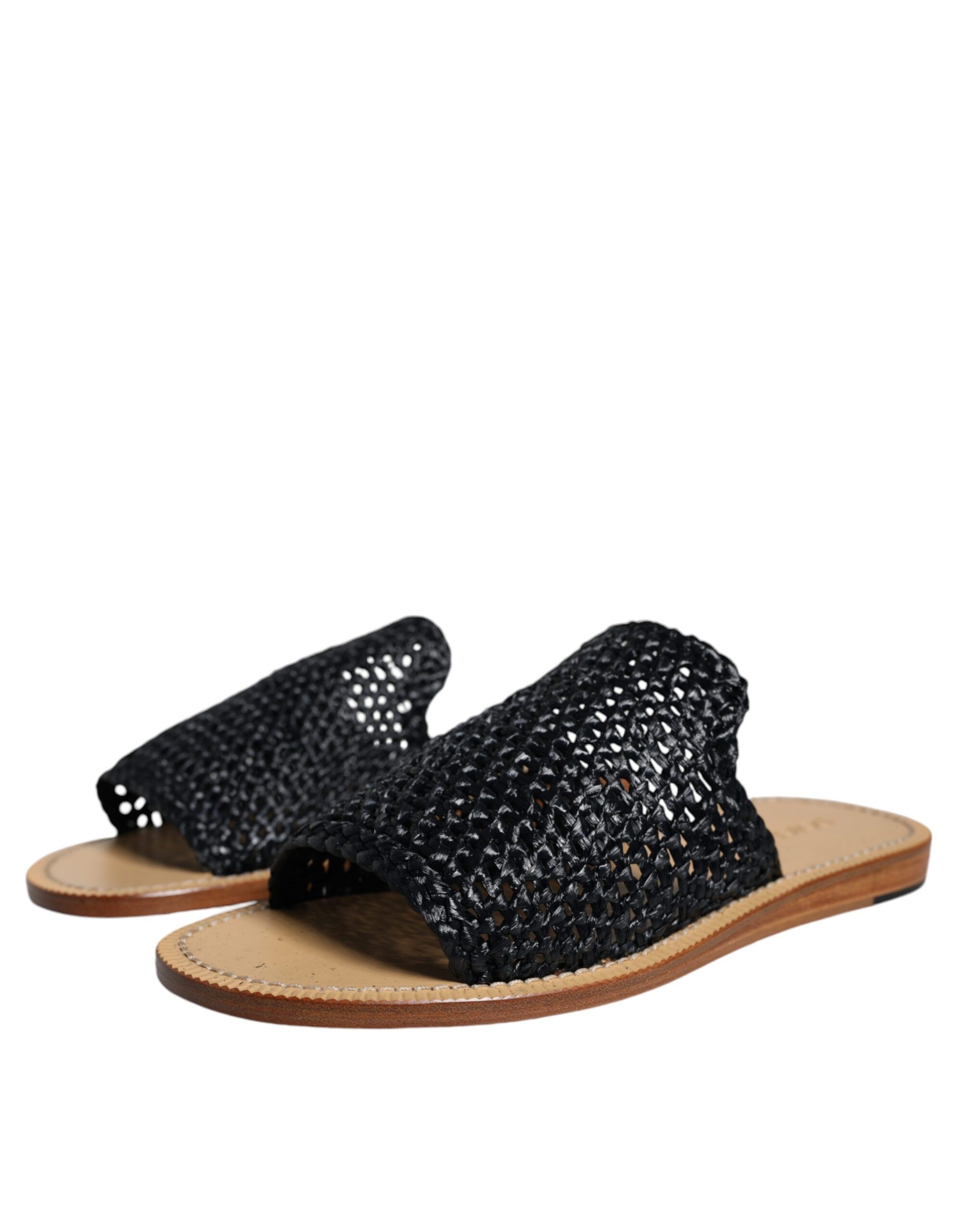 Monochrome Braided Raffia Slides Men's Shoes (Pre-Owned) - Dolce & Gabbana - Modalova