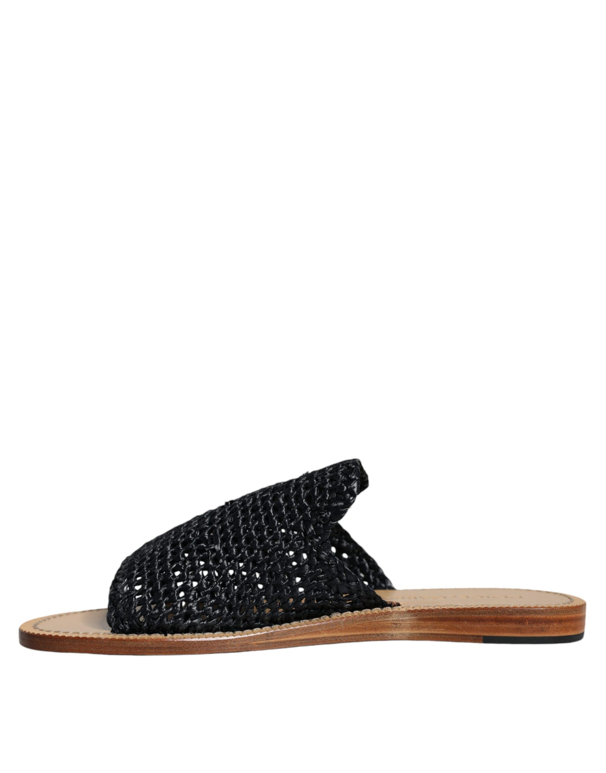 Monochrome Braided Raffia Slides Men's Shoes (Pre-Owned) - Dolce & Gabbana - Modalova