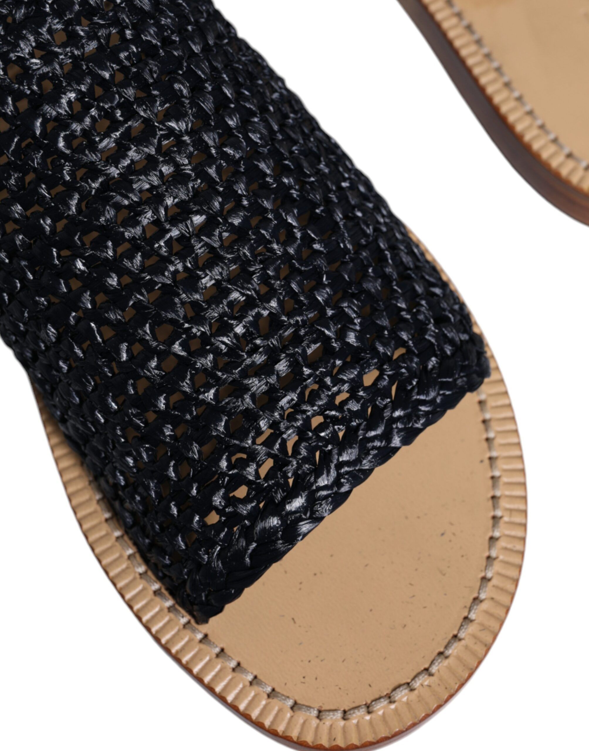 Monochrome Braided Raffia Slides Men's Shoes (Pre-Owned) - Dolce & Gabbana - Modalova