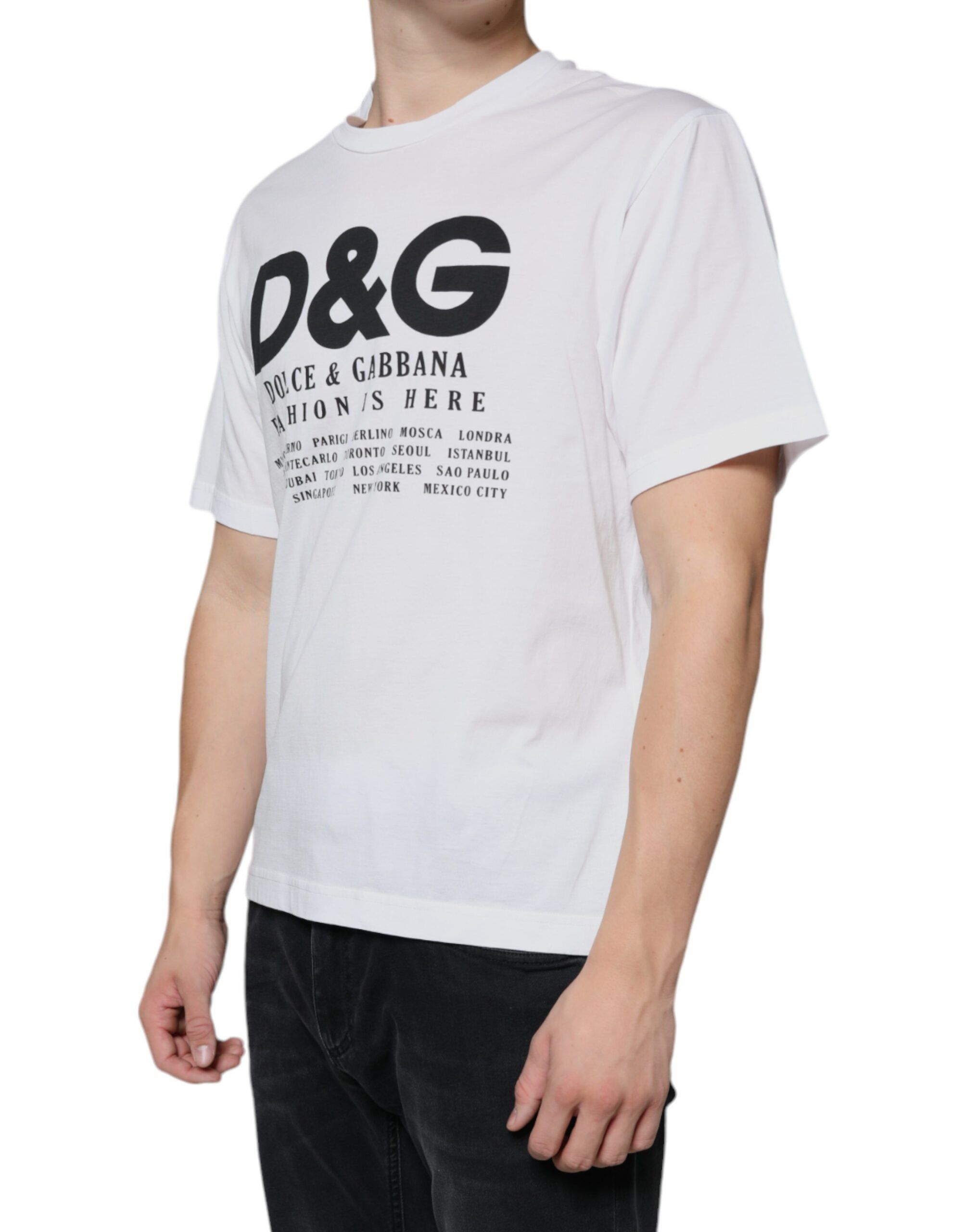 Cotton DG Logo Print Casual Men's T-shirt - Dolce & Gabbana - Modalova