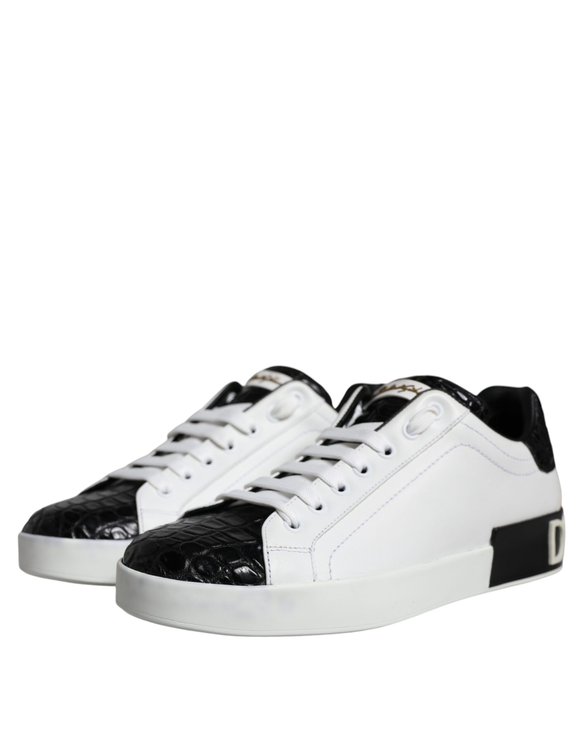 Black Leather Logo Portofino Sneaker Men's Shoes (Pre-Owned) - Dolce & Gabbana - Modalova