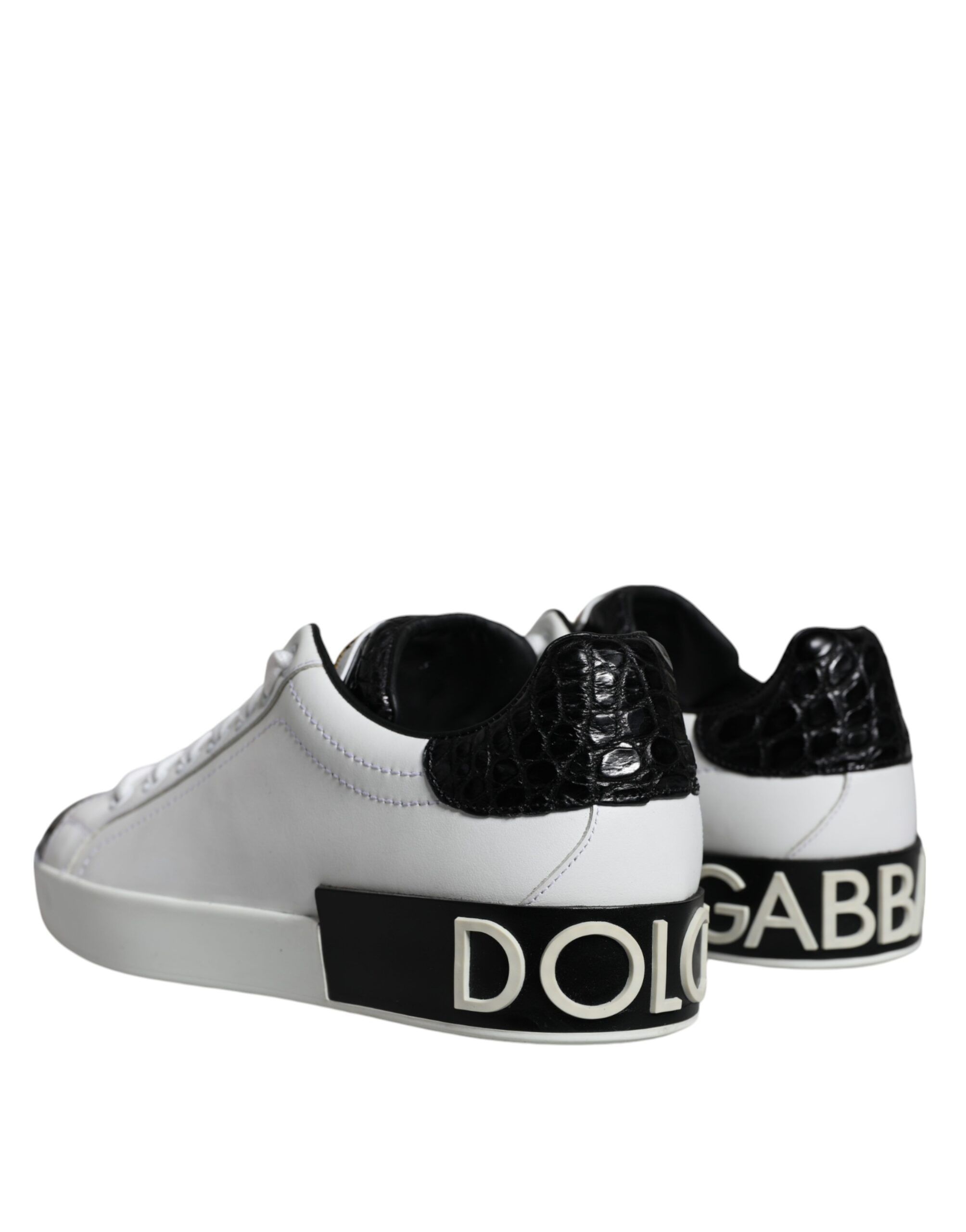 Black Leather Logo Portofino Sneaker Men's Shoes (Pre-Owned) - Dolce & Gabbana - Modalova