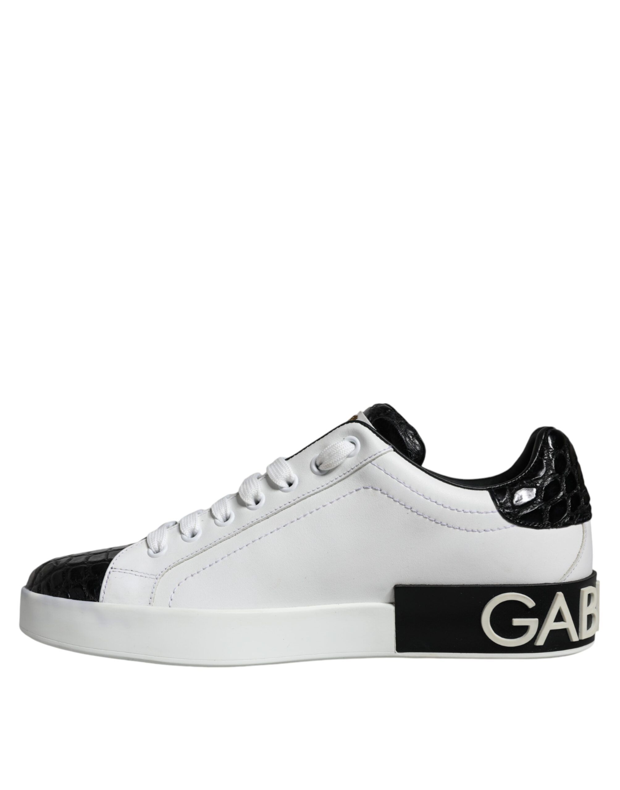 Black Leather Logo Portofino Sneaker Men's Shoes (Pre-Owned) - Dolce & Gabbana - Modalova