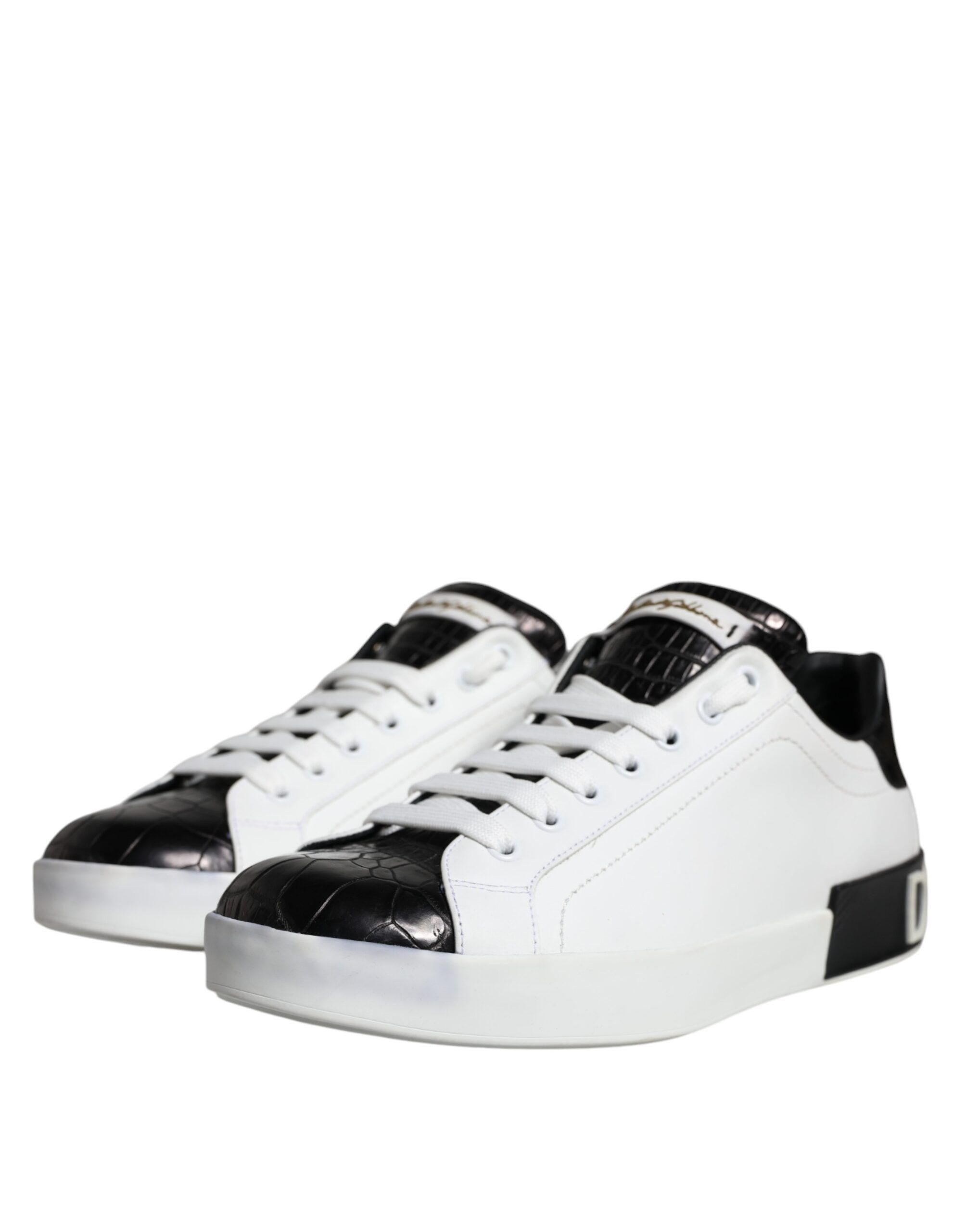 Black Leather Logo Portofino Sneaker Men's Shoes (Pre-Owned) - Dolce & Gabbana - Modalova