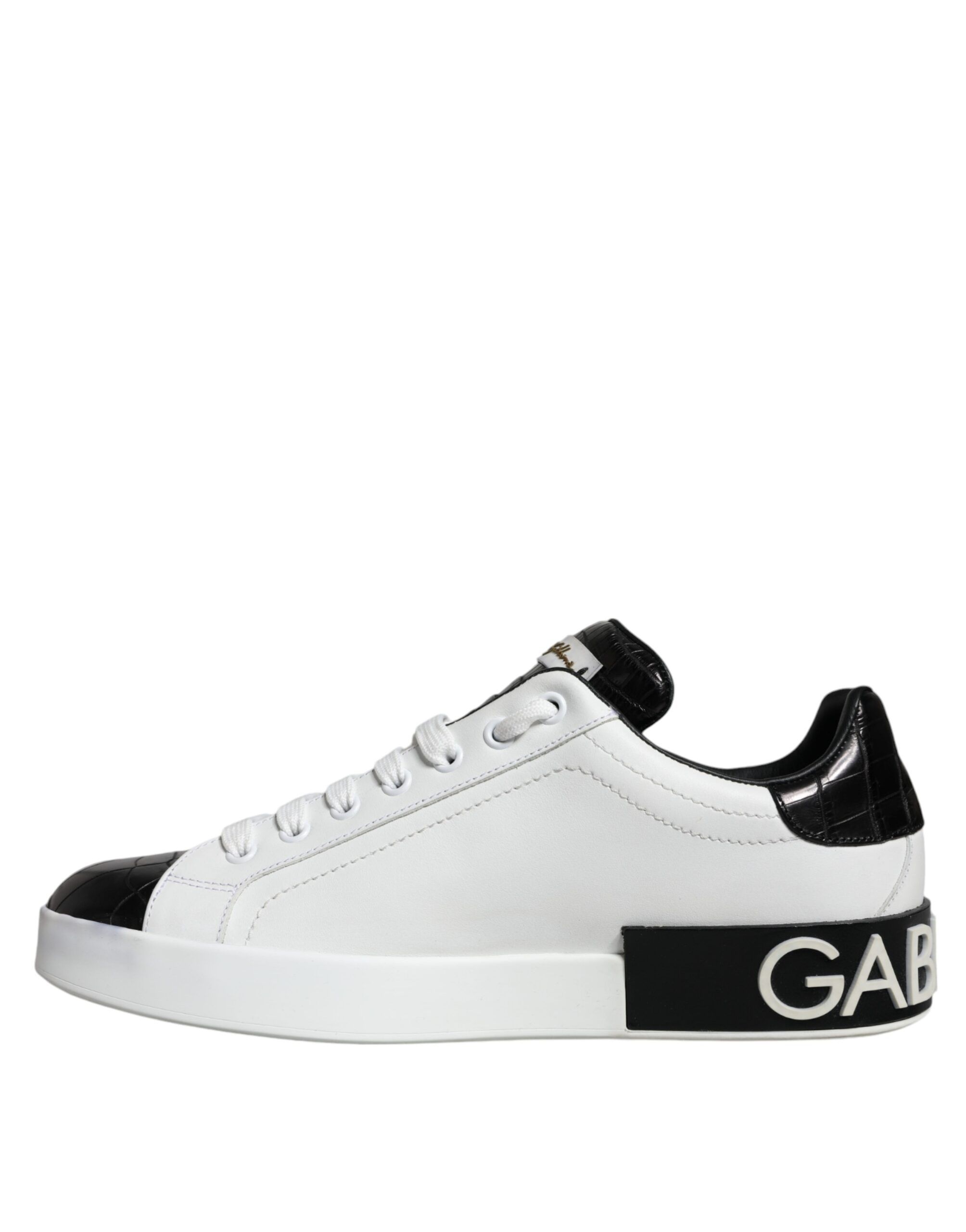 Black Leather Logo Portofino Sneaker Men's Shoes (Pre-Owned) - Dolce & Gabbana - Modalova