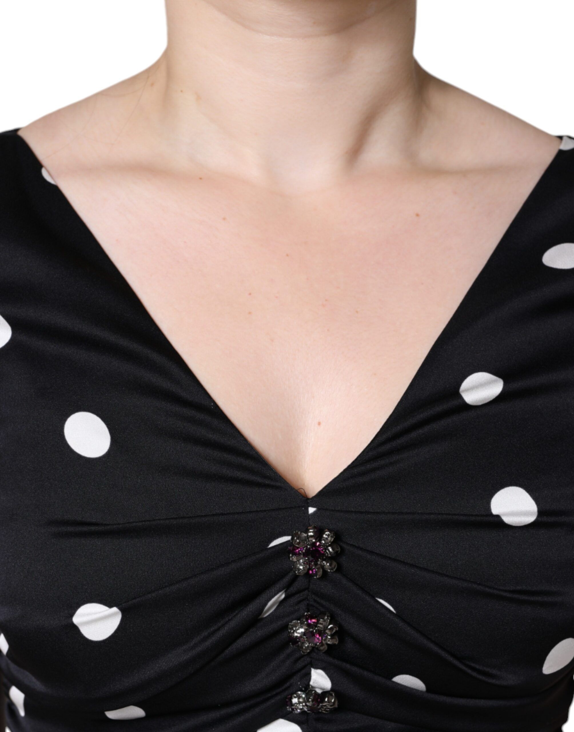 Silk Polka Dot Vneck Tassel Midi Women's Dress - Dolce & Gabbana - Modalova