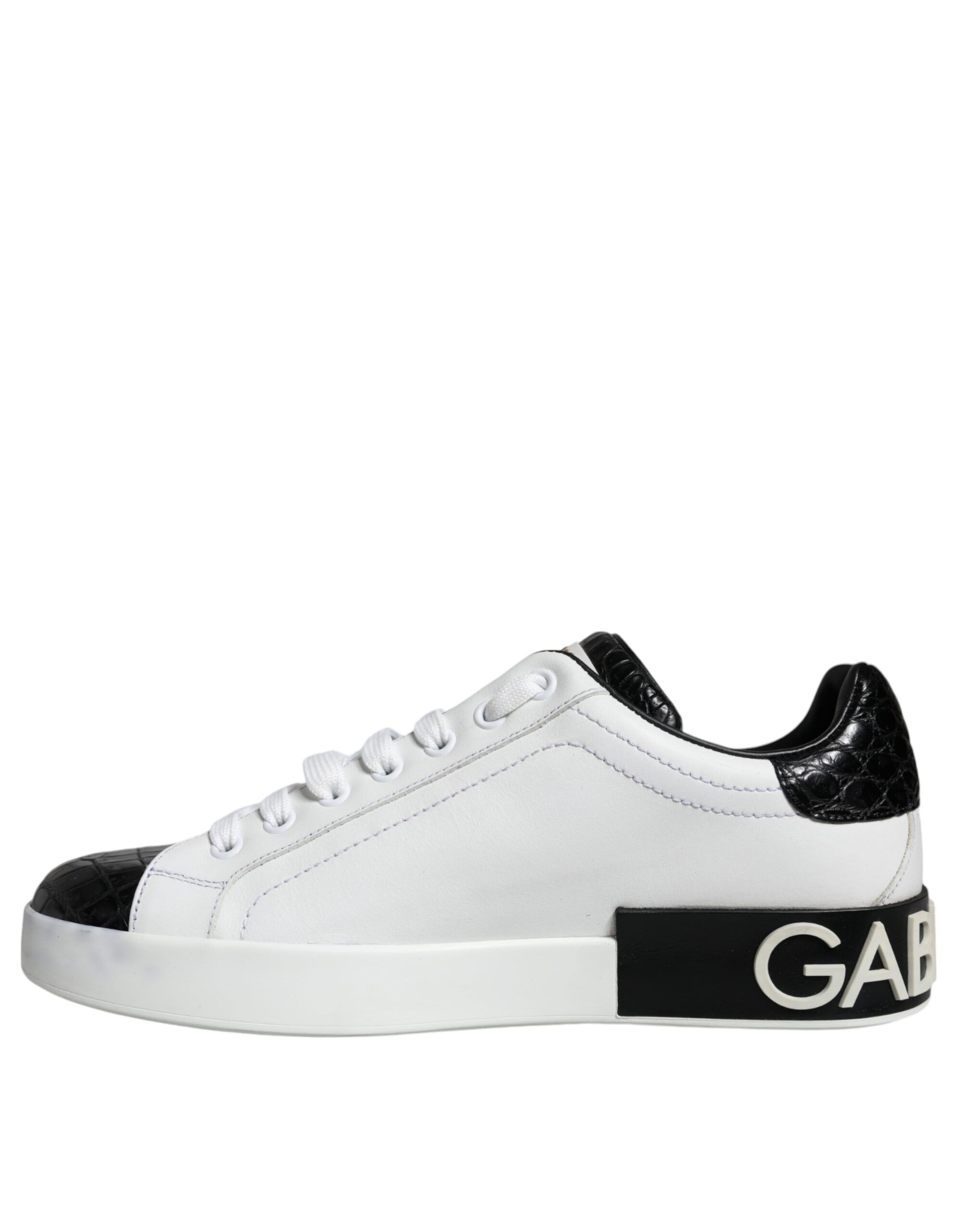 Black Leather Logo Portofino Sneaker Men's Shoes (Pre-Owned) - Dolce & Gabbana - Modalova