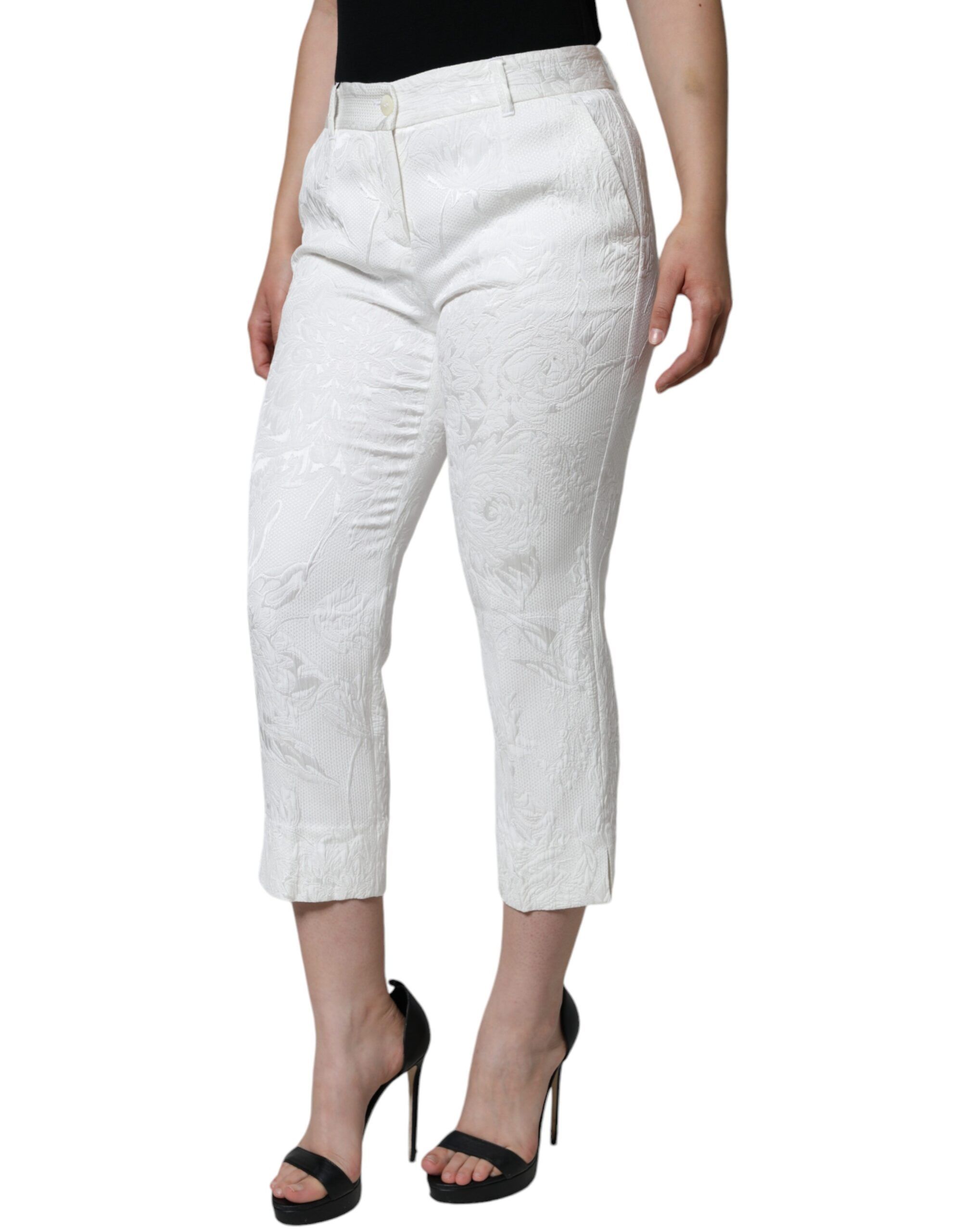 Floral Brocade Cotton Cropped Women's Pants - Dolce & Gabbana - Modalova