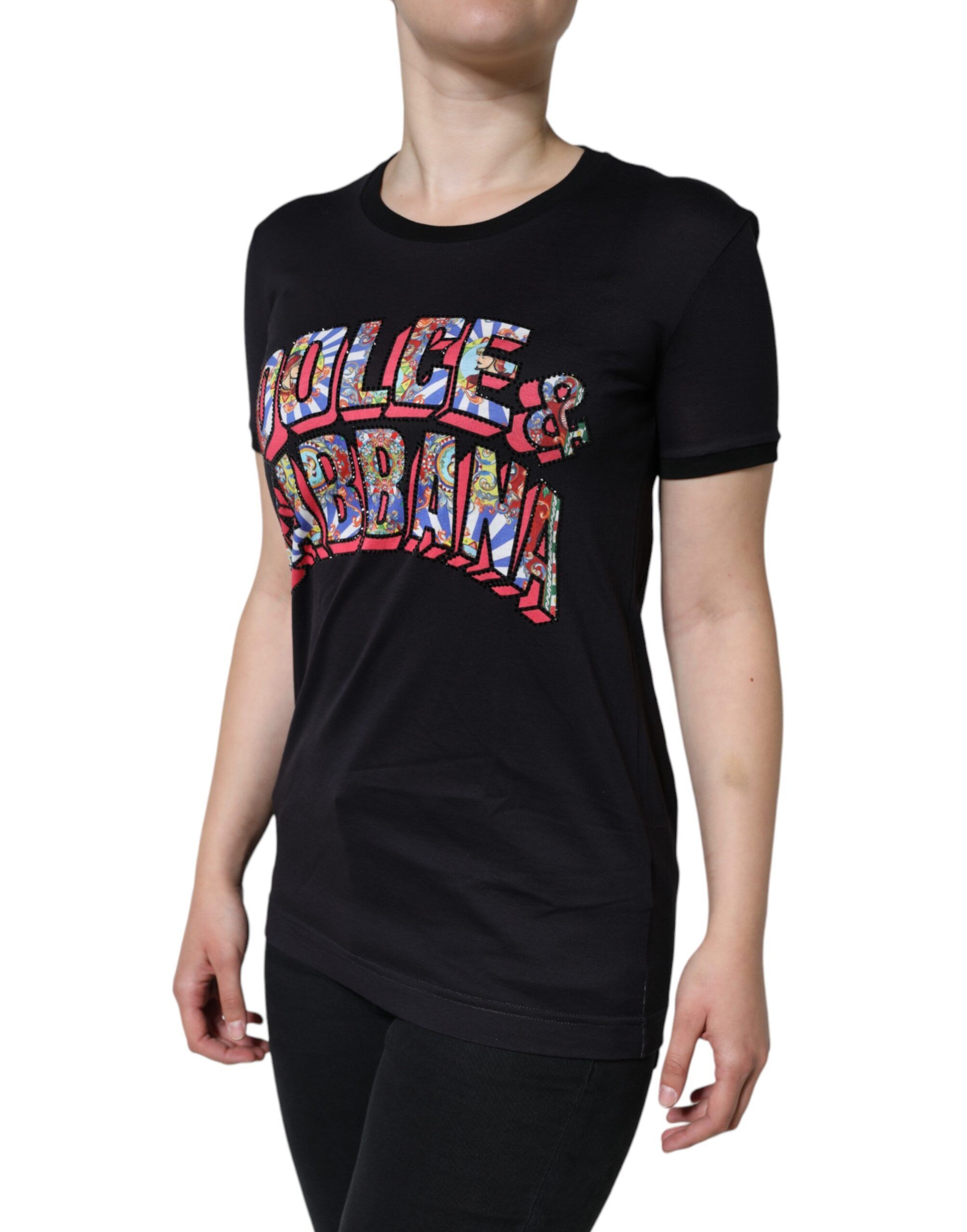 Cotton Logo Print Round Neck Women's T-shirt - Dolce & Gabbana - Modalova