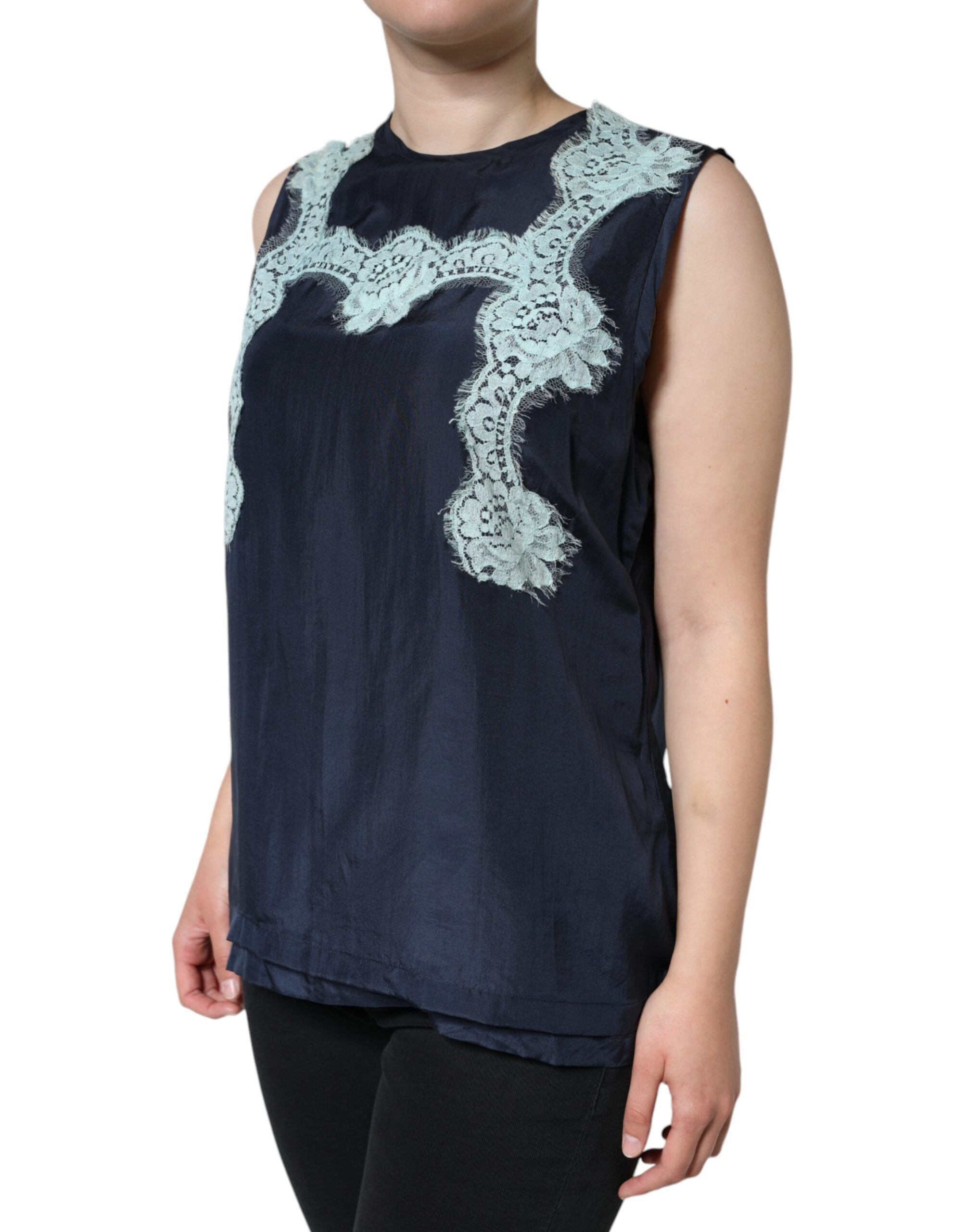 Floral Lace Silk Sleeveless Tank Women's Top (Pre-Owned) - Dolce & Gabbana - Modalova