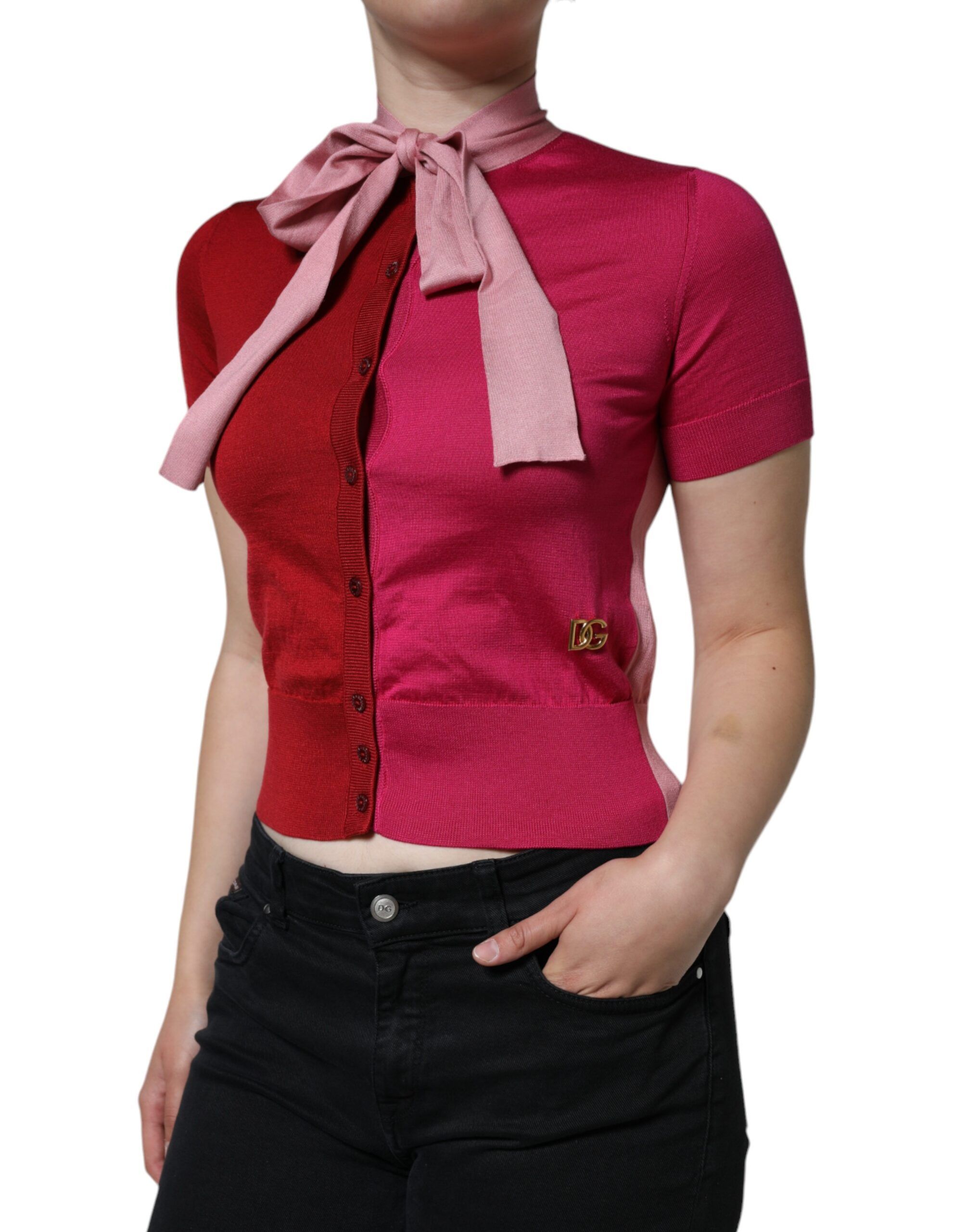 Short Sleeves Pullover Ascot Collar Women's Top (Pre-Owned) - Dolce & Gabbana - Modalova