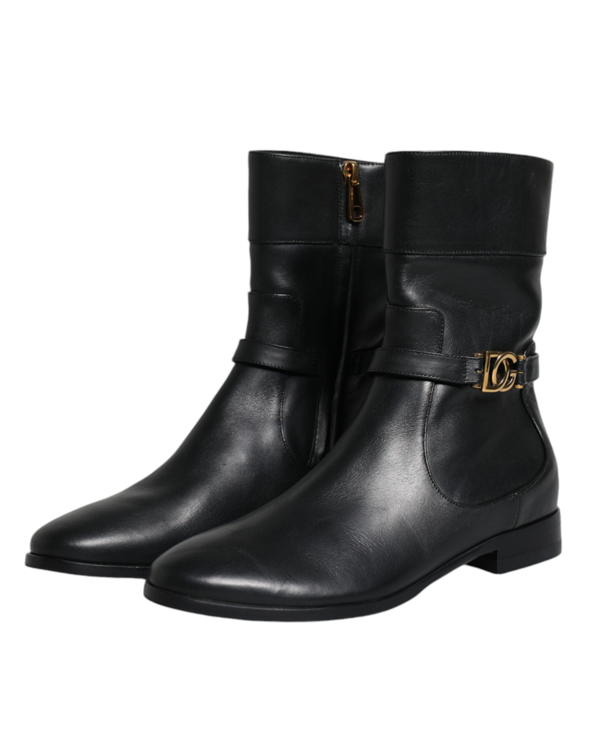 Leather Logo Mid Calf Boots Women's Shoes - Dolce & Gabbana - Modalova