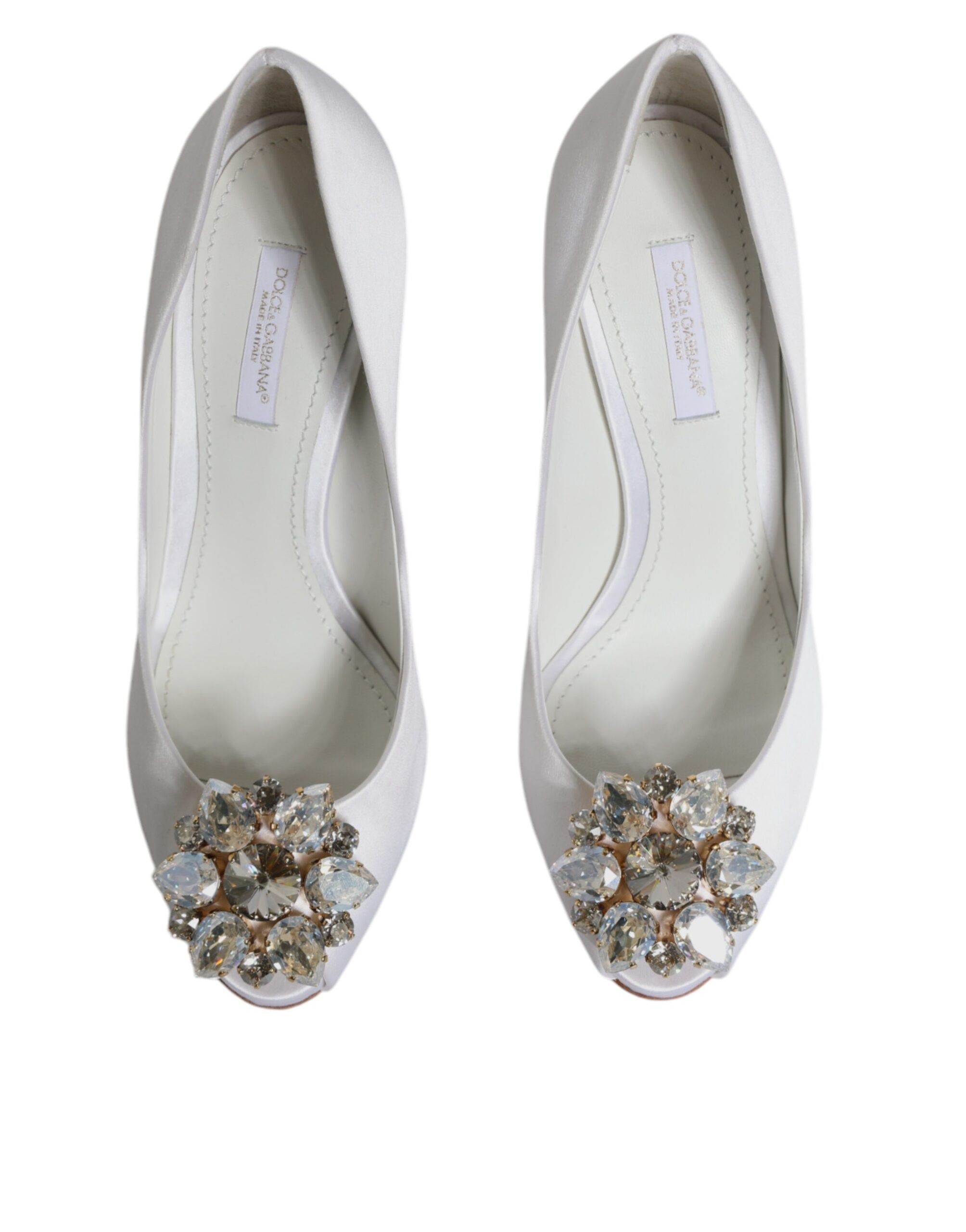 Crystals Peep Toe Satin Pumps Women's Shoes (Pre-Owned) - Dolce & Gabbana - Modalova