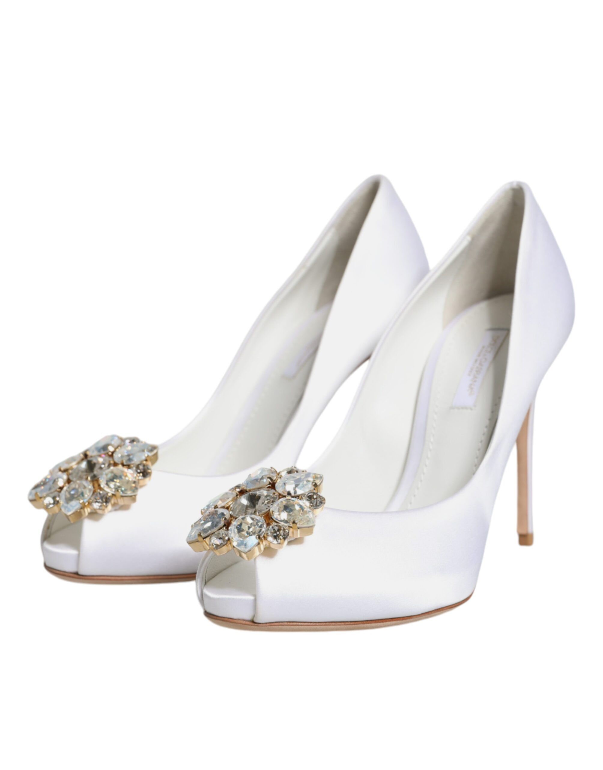 Crystals Peep Toe Satin Pumps Women's Shoes (Pre-Owned) - Dolce & Gabbana - Modalova