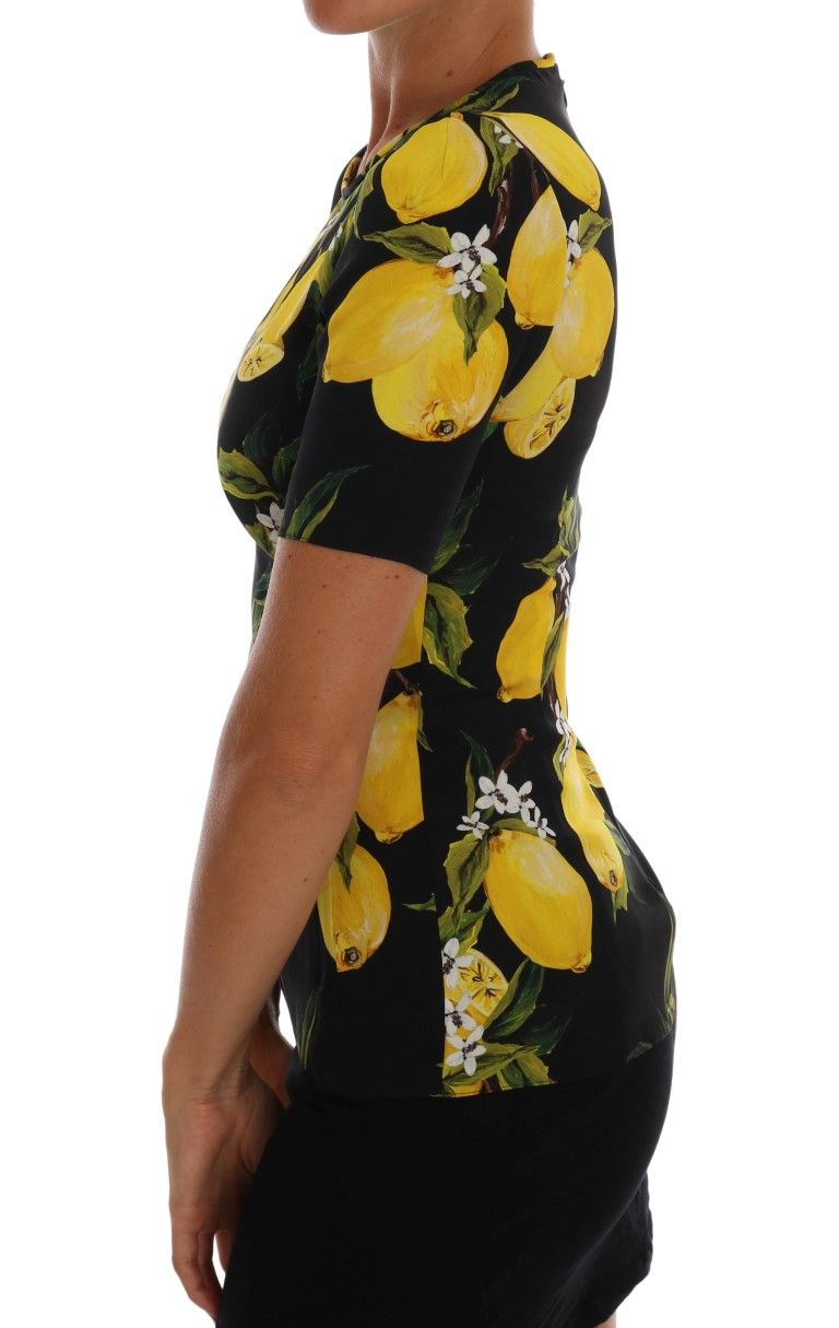 Lemon Silk Stretch Women's T-Shirt - Dolce & Gabbana - Modalova