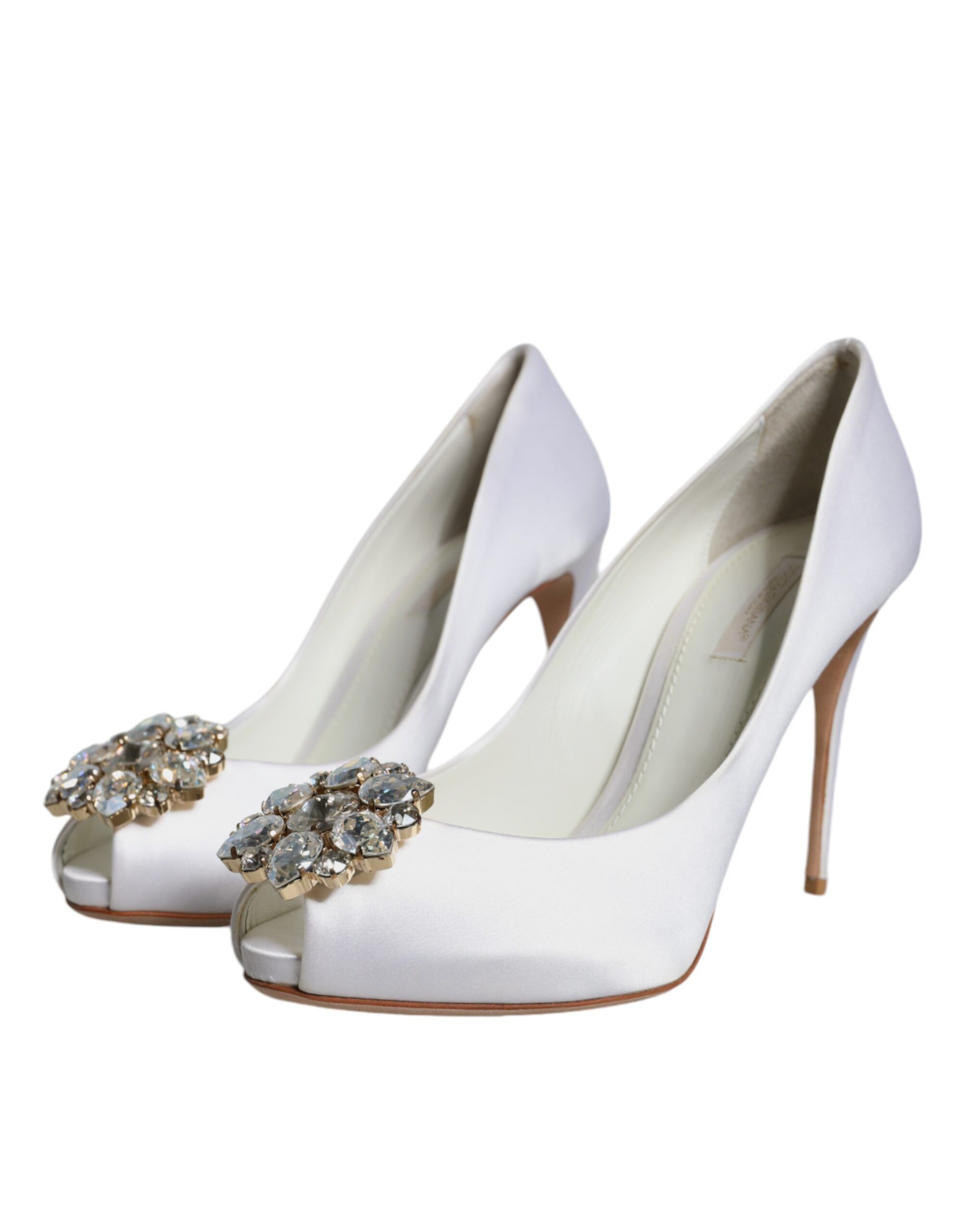 Crystals Peep Toe Satin Pumps Women's Shoes (Pre-Owned) - Dolce & Gabbana - Modalova
