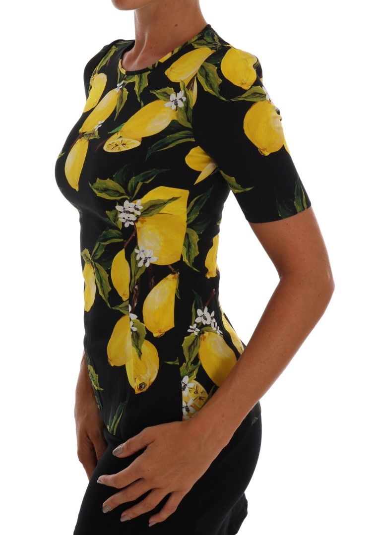 Lemon Silk Stretch Women's T-Shirt - Dolce & Gabbana - Modalova