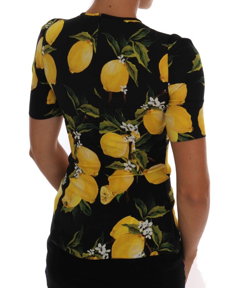 Lemon Silk Stretch Women's T-Shirt - Dolce & Gabbana - Modalova