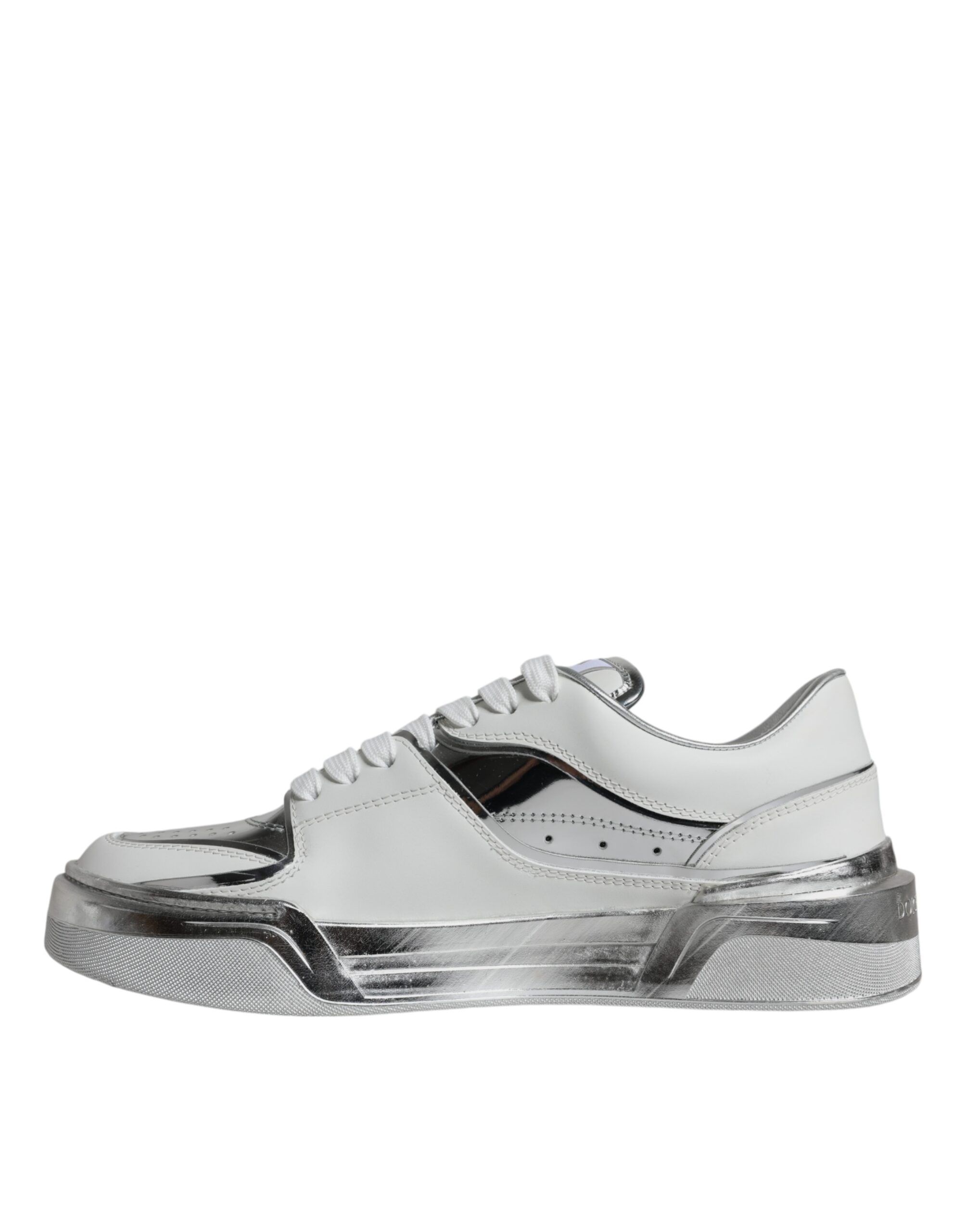 Silver Leather Low Top Sneakers Women's Shoes - Dolce & Gabbana - Modalova