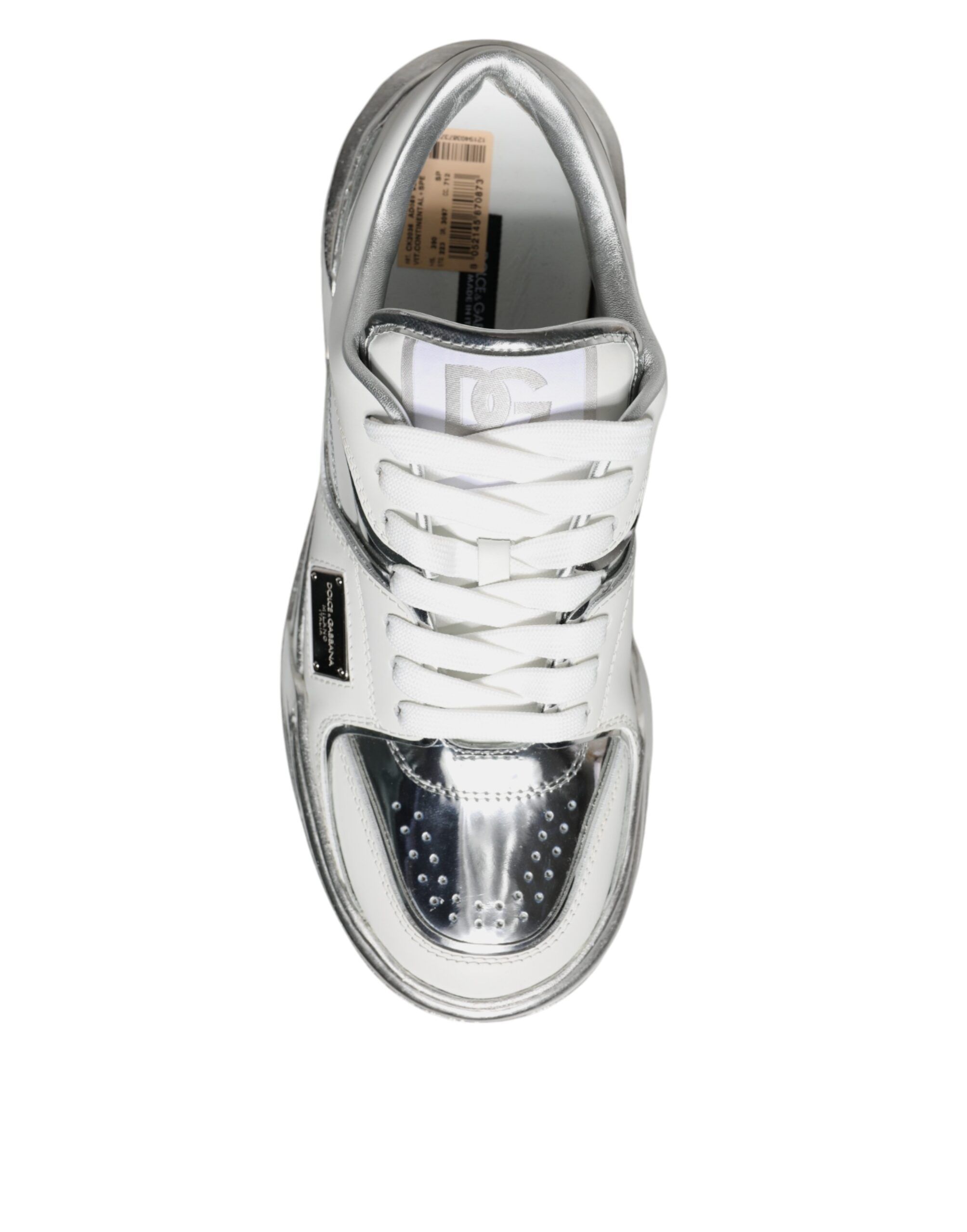 Silver Leather Low Top Sneakers Women's Shoes - Dolce & Gabbana - Modalova