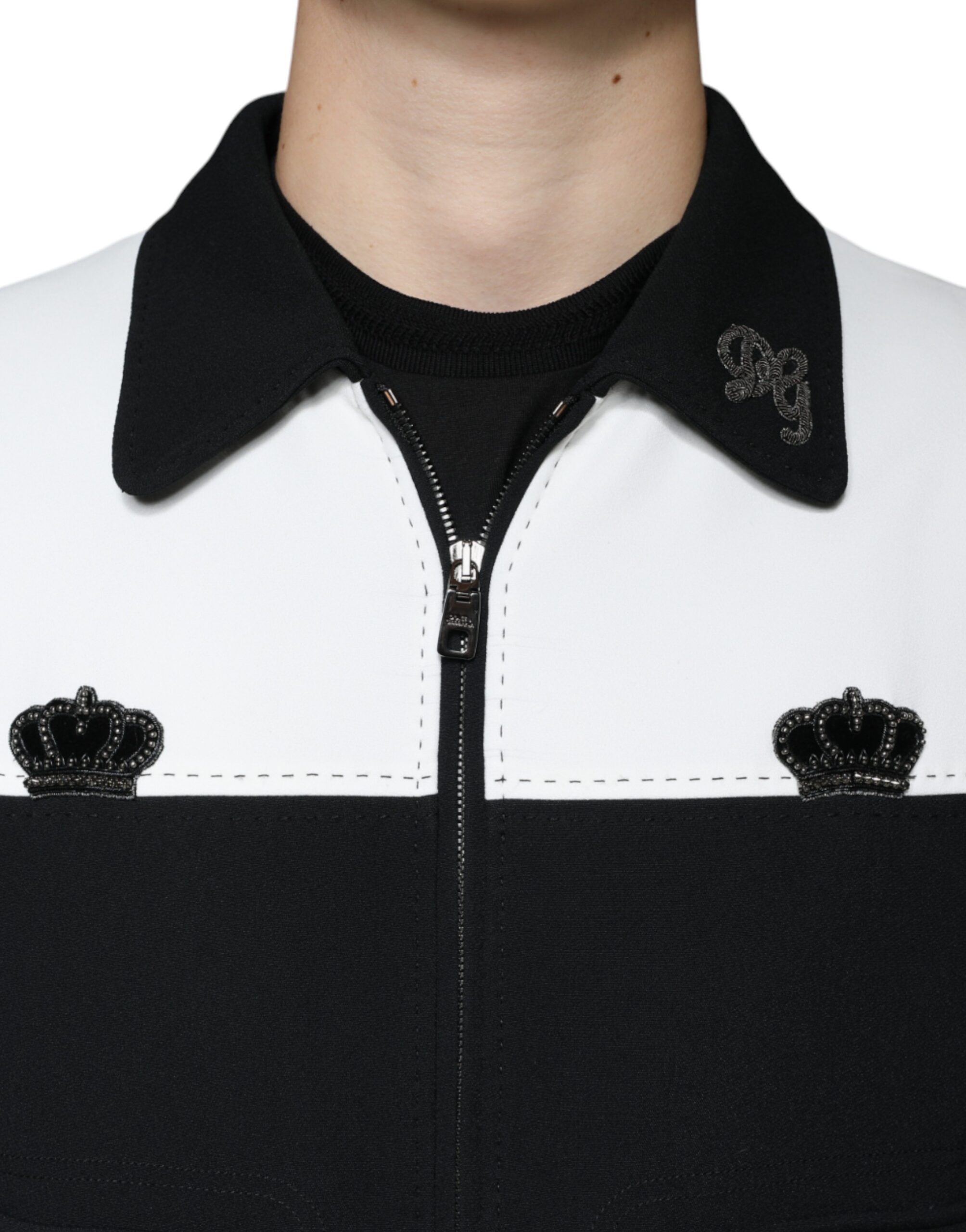 Black White DG Crown Full Zip Blouson Men's Jacket (Pre-Owned) - Dolce & Gabbana - Modalova