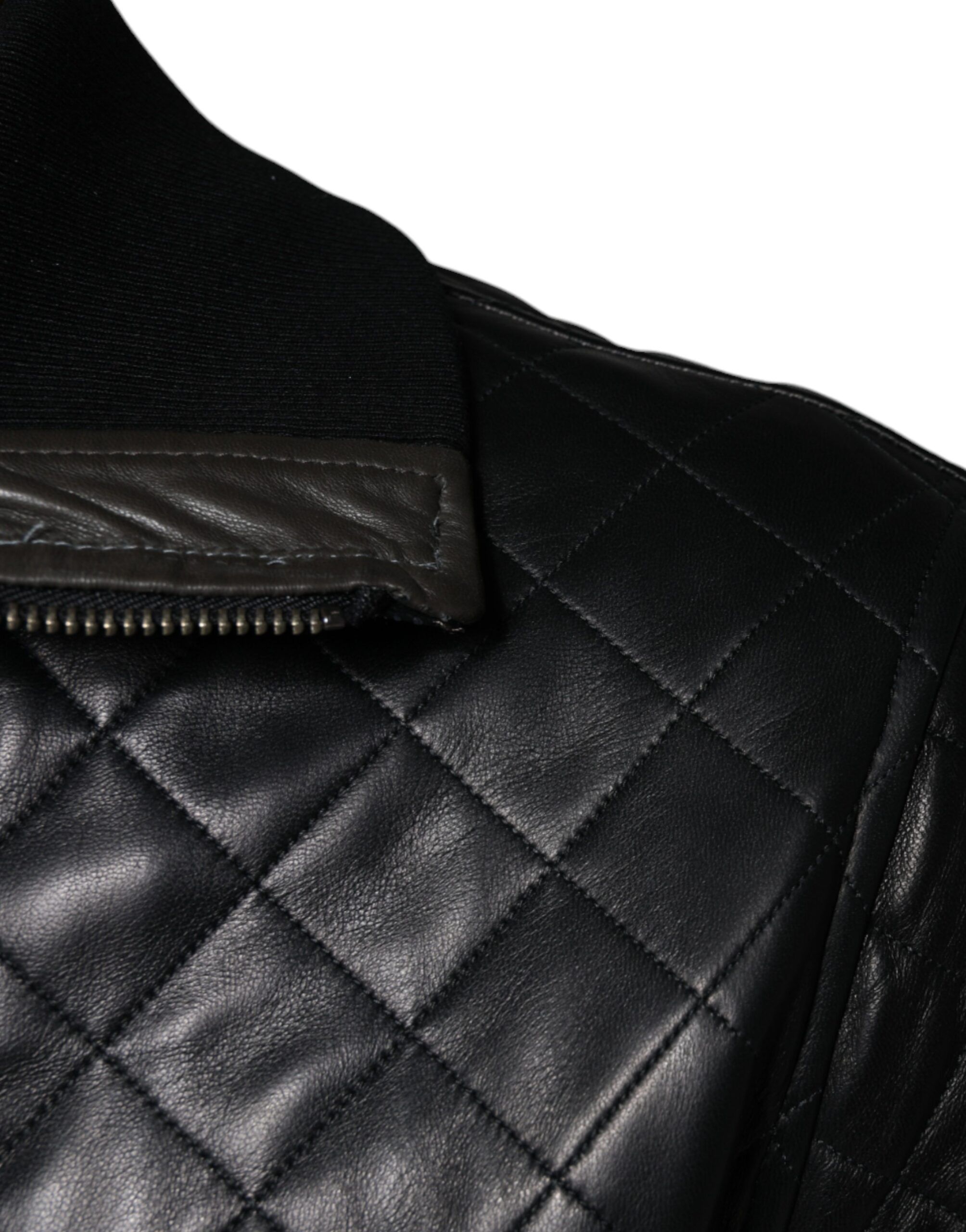 Calf Leather Quilted Full Zip Men's Jacket (Pre-Owned) - Dolce & Gabbana - Modalova