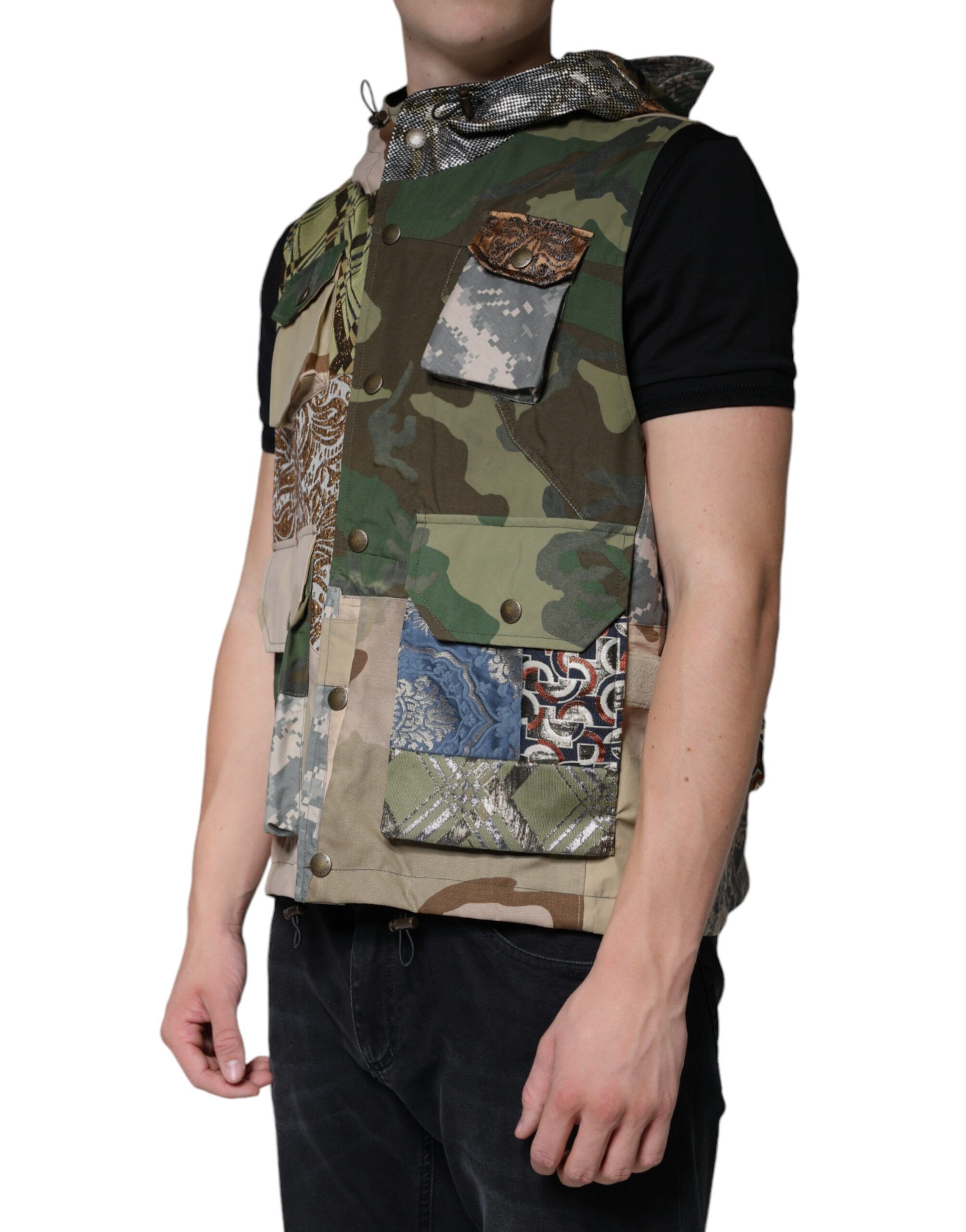 Patchwork Hooded Vest Men's Jacket - Dolce & Gabbana - Modalova