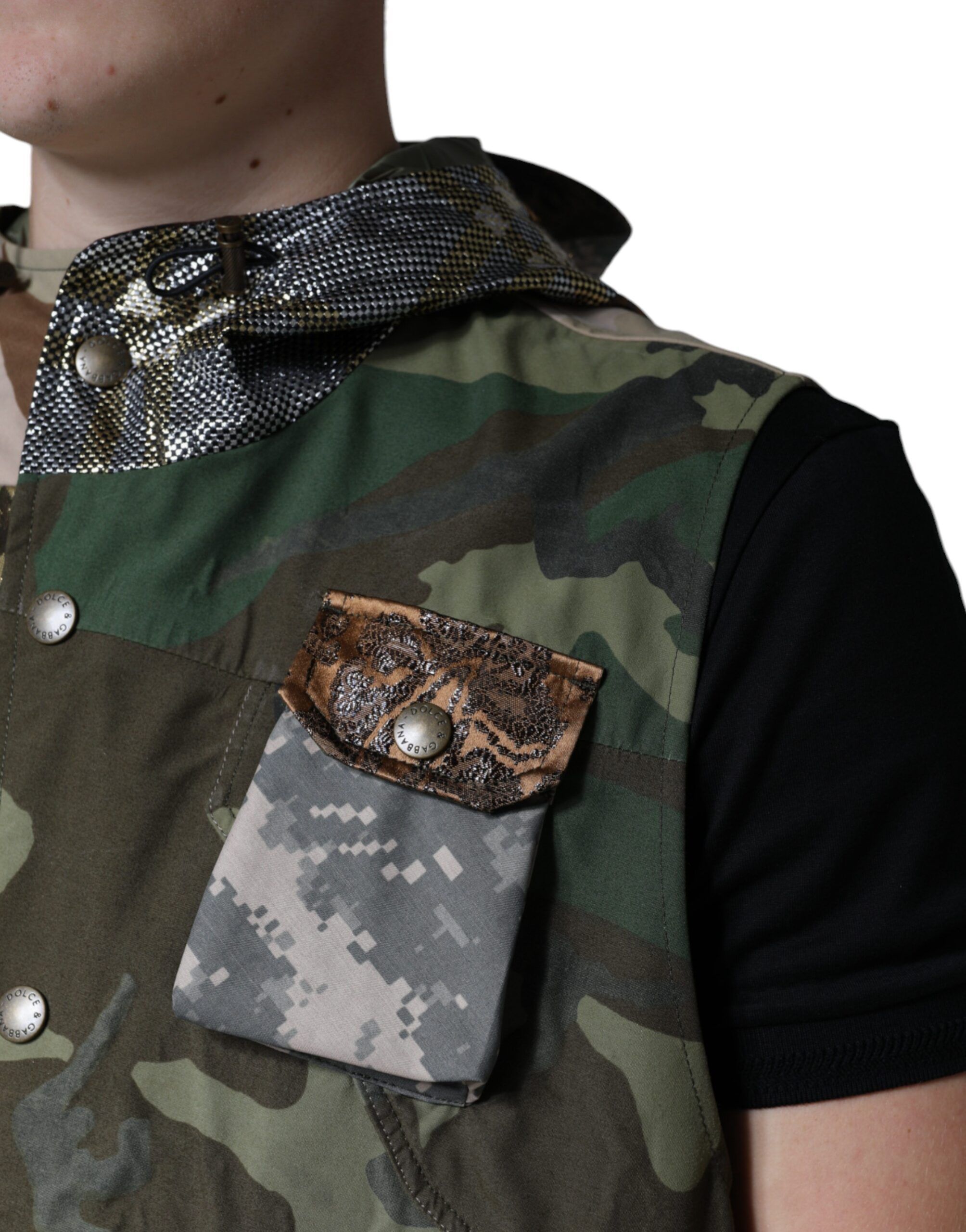 Patchwork Hooded Vest Men's Jacket - Dolce & Gabbana - Modalova