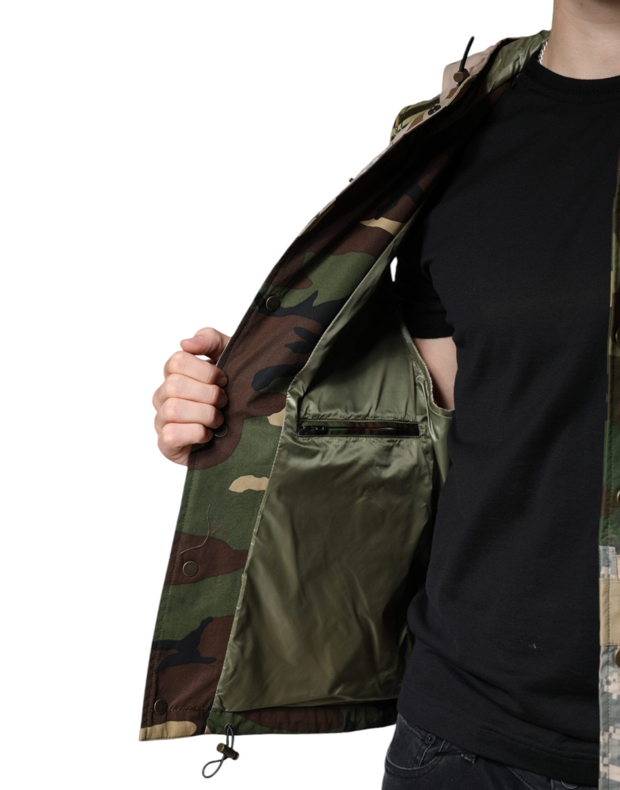 Patchwork Hooded Vest Men's Jacket - Dolce & Gabbana - Modalova