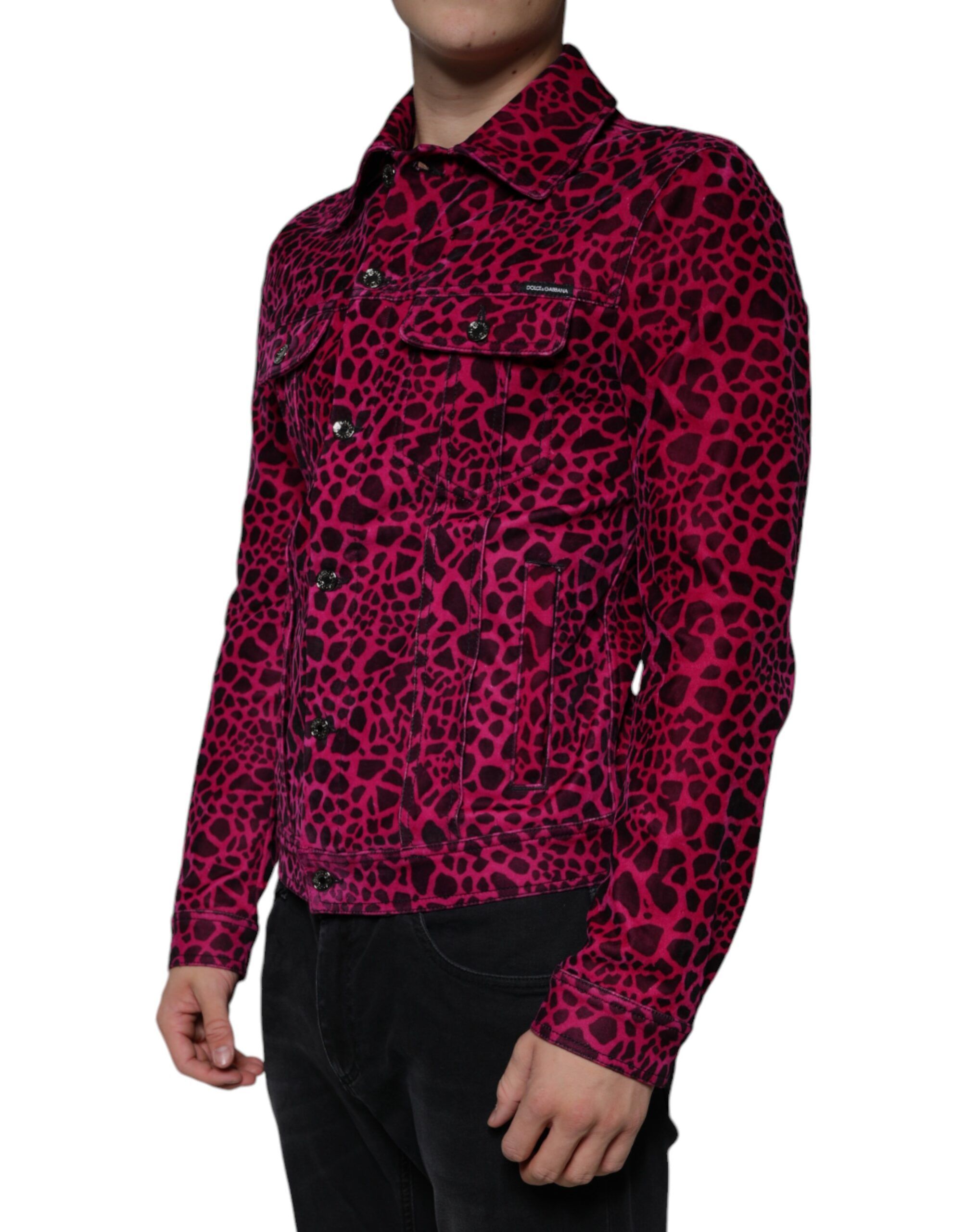 Leopard Button Down Collared Men's Jacket - Dolce & Gabbana - Modalova