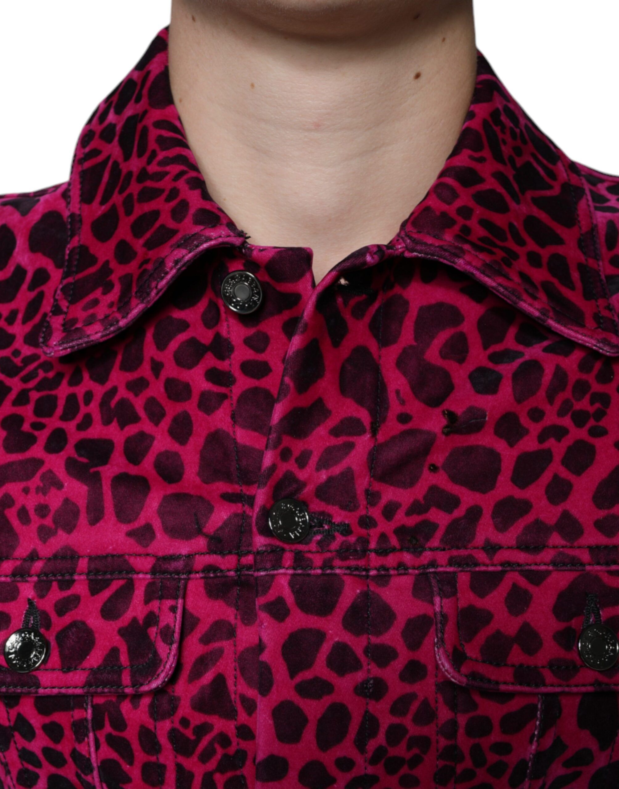 Leopard Button Down Collared Men's Jacket - Dolce & Gabbana - Modalova