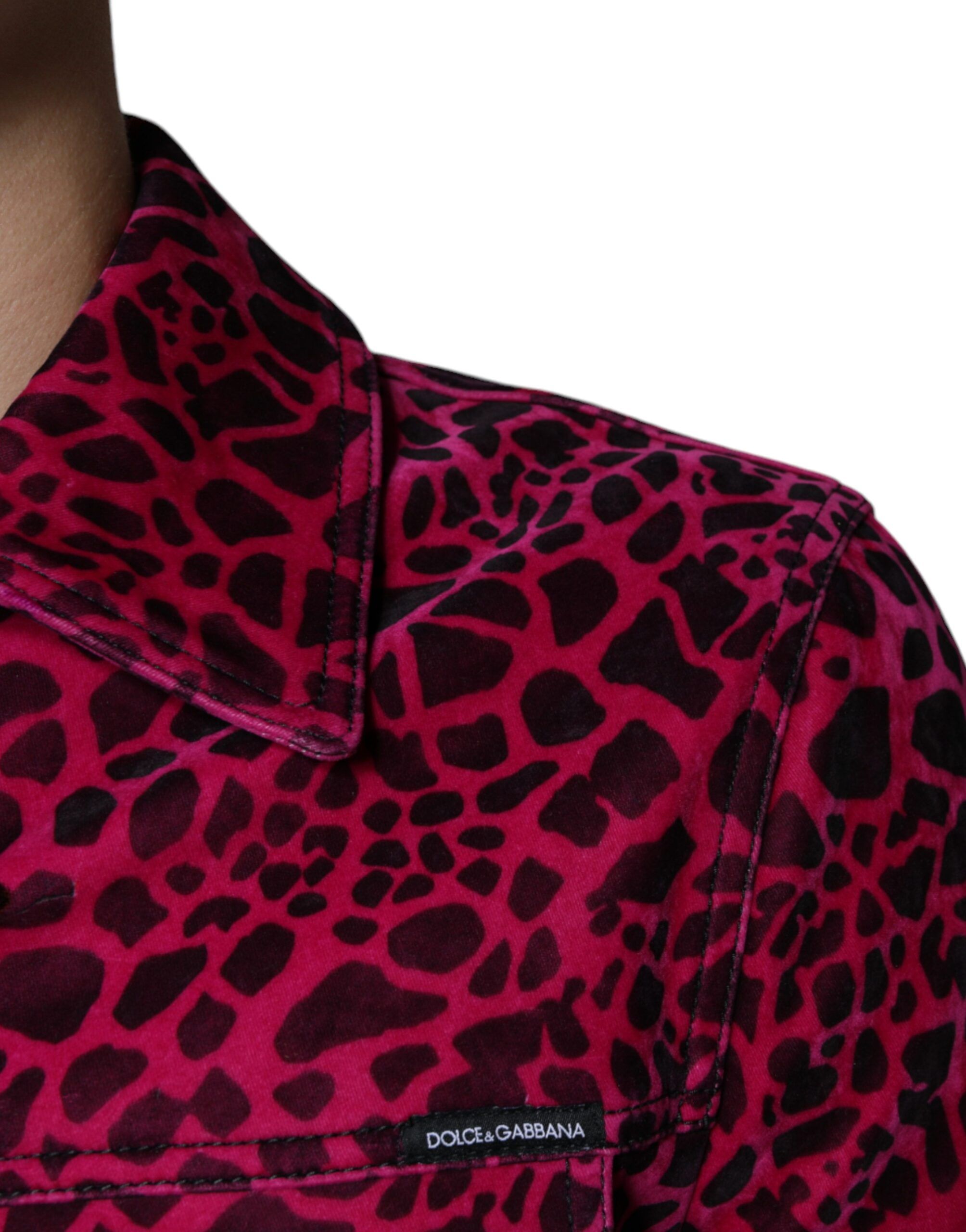 Leopard Button Down Collared Men's Jacket - Dolce & Gabbana - Modalova