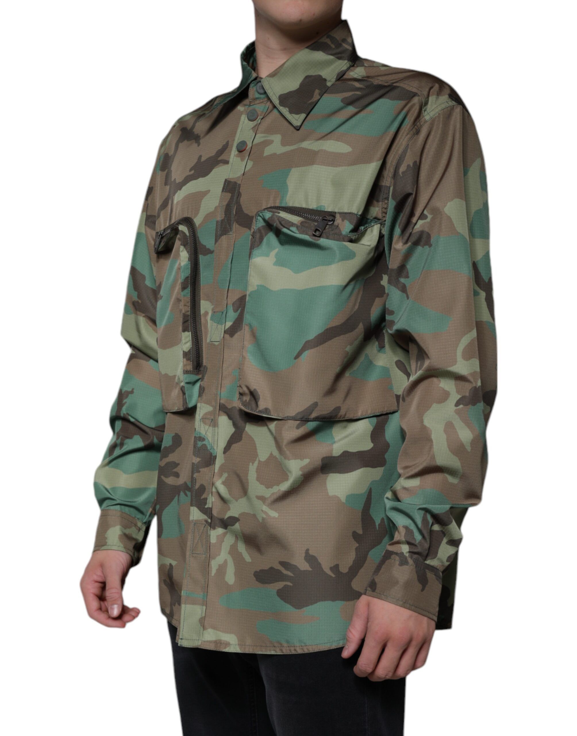 Camouflage Button Down Men's Shirt - Dolce & Gabbana - Modalova