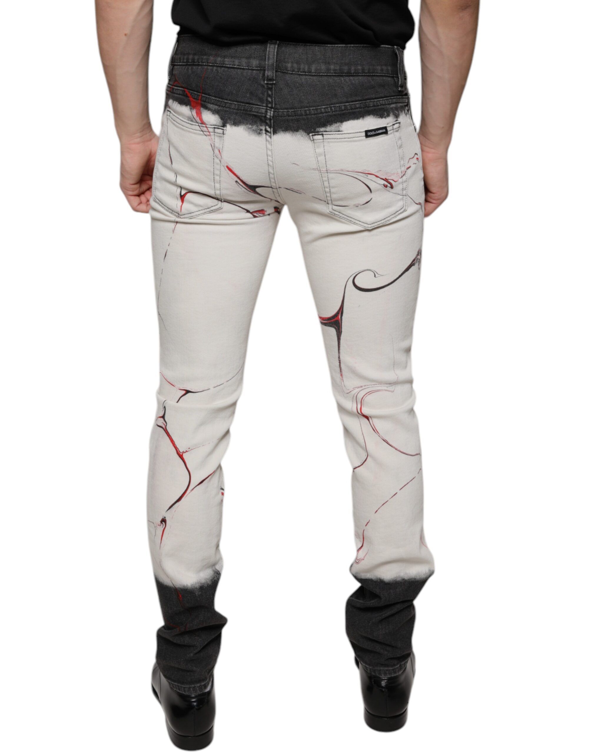 Black White Printed Skinny Men Denim Men's Jeans - Dolce & Gabbana - Modalova