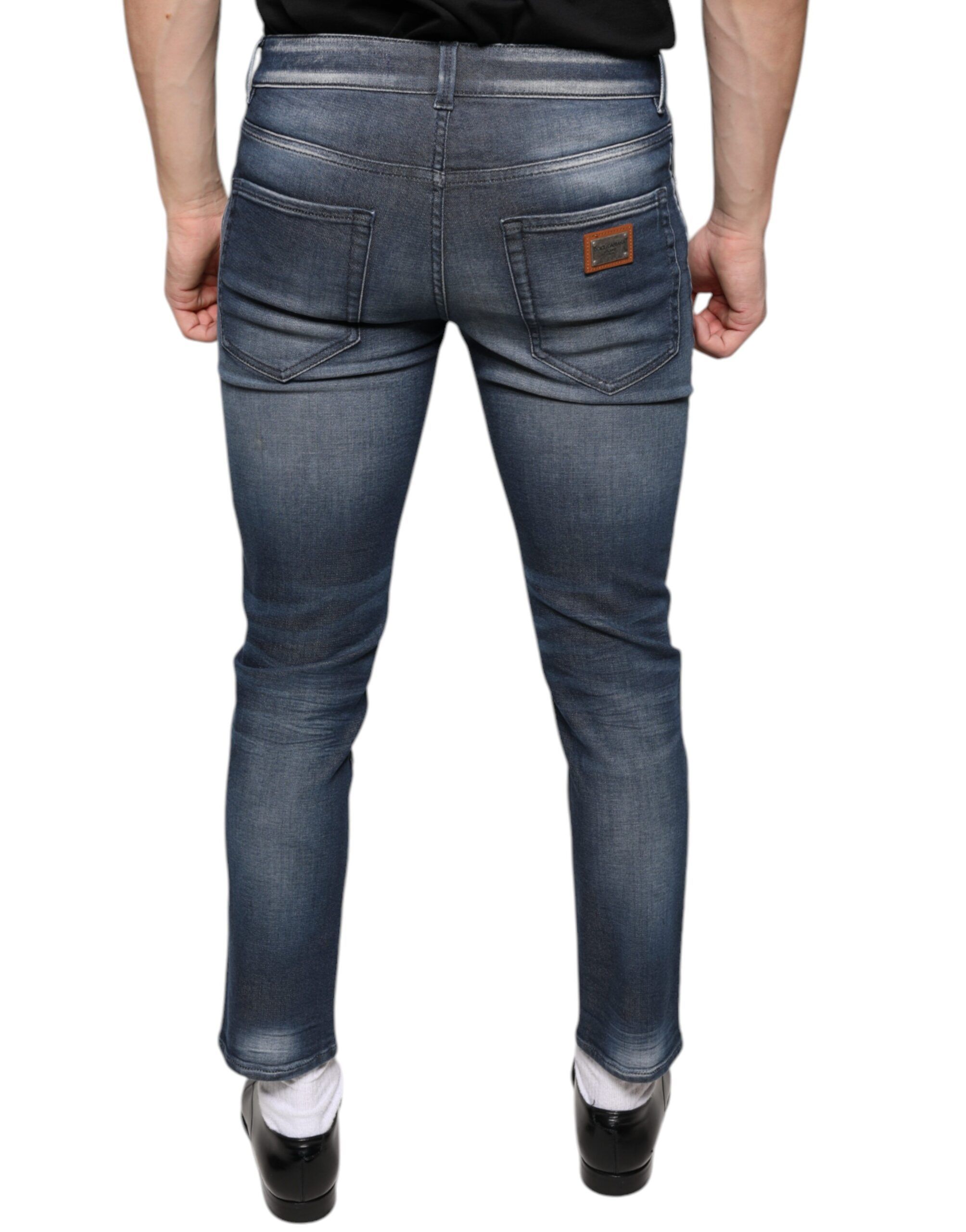 Dark Washed Cotton Skinny Denim Men's Jeans - Dolce & Gabbana - Modalova