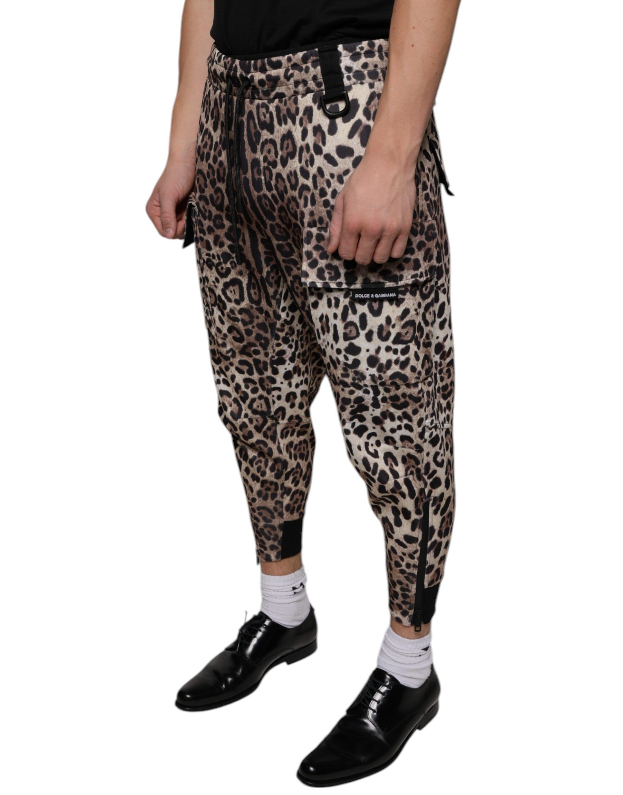 Brown Leopard Polyester Jogger Men's Pants - Dolce & Gabbana - Modalova