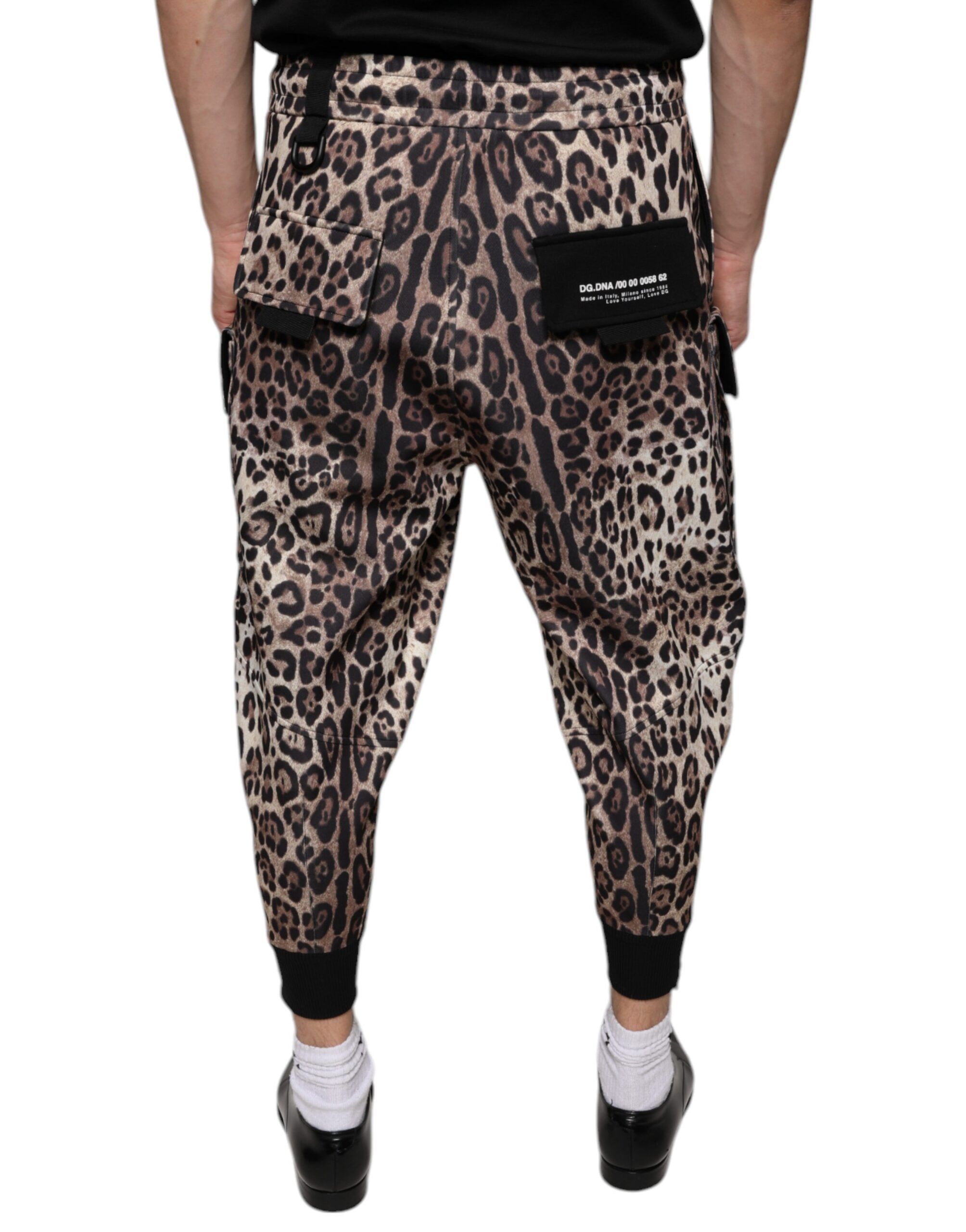 Brown Leopard Polyester Jogger Men's Pants - Dolce & Gabbana - Modalova