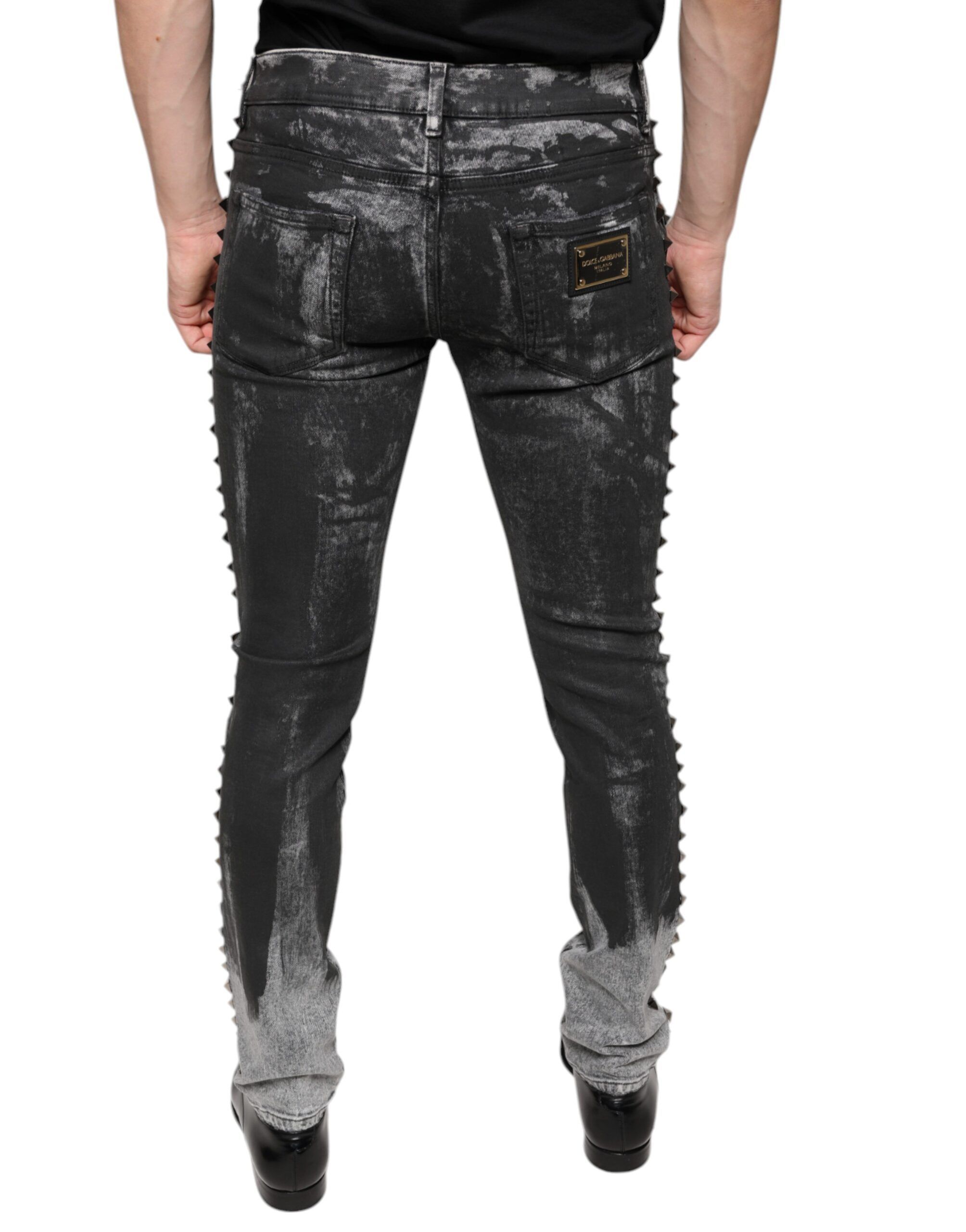 Embellished Cotton Skinny Denim Men's Jeans - Dolce & Gabbana - Modalova