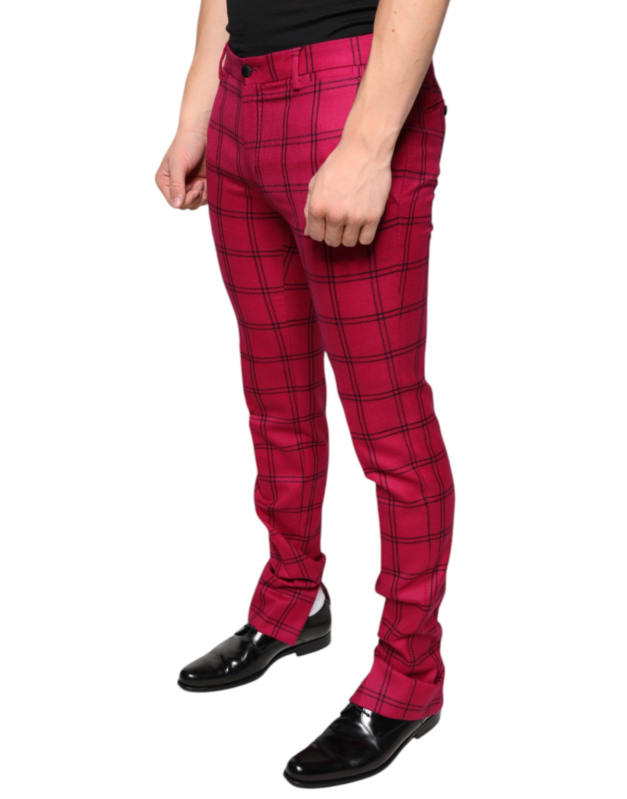 Checkered Wool Skinny Men's Pants - Dolce & Gabbana - Modalova