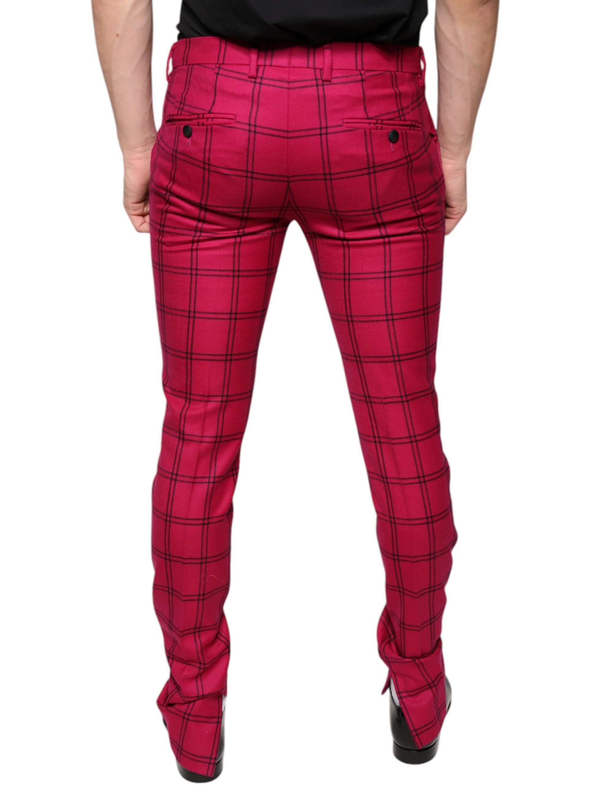 Checkered Wool Skinny Men's Pants - Dolce & Gabbana - Modalova