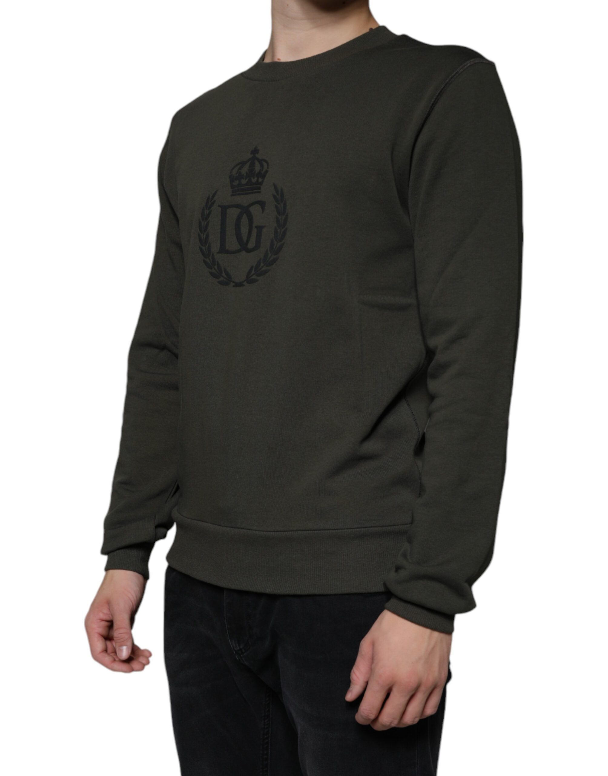 Army Green DG Crown Crew Neck Pullover Men's Sweater - Dolce & Gabbana - Modalova