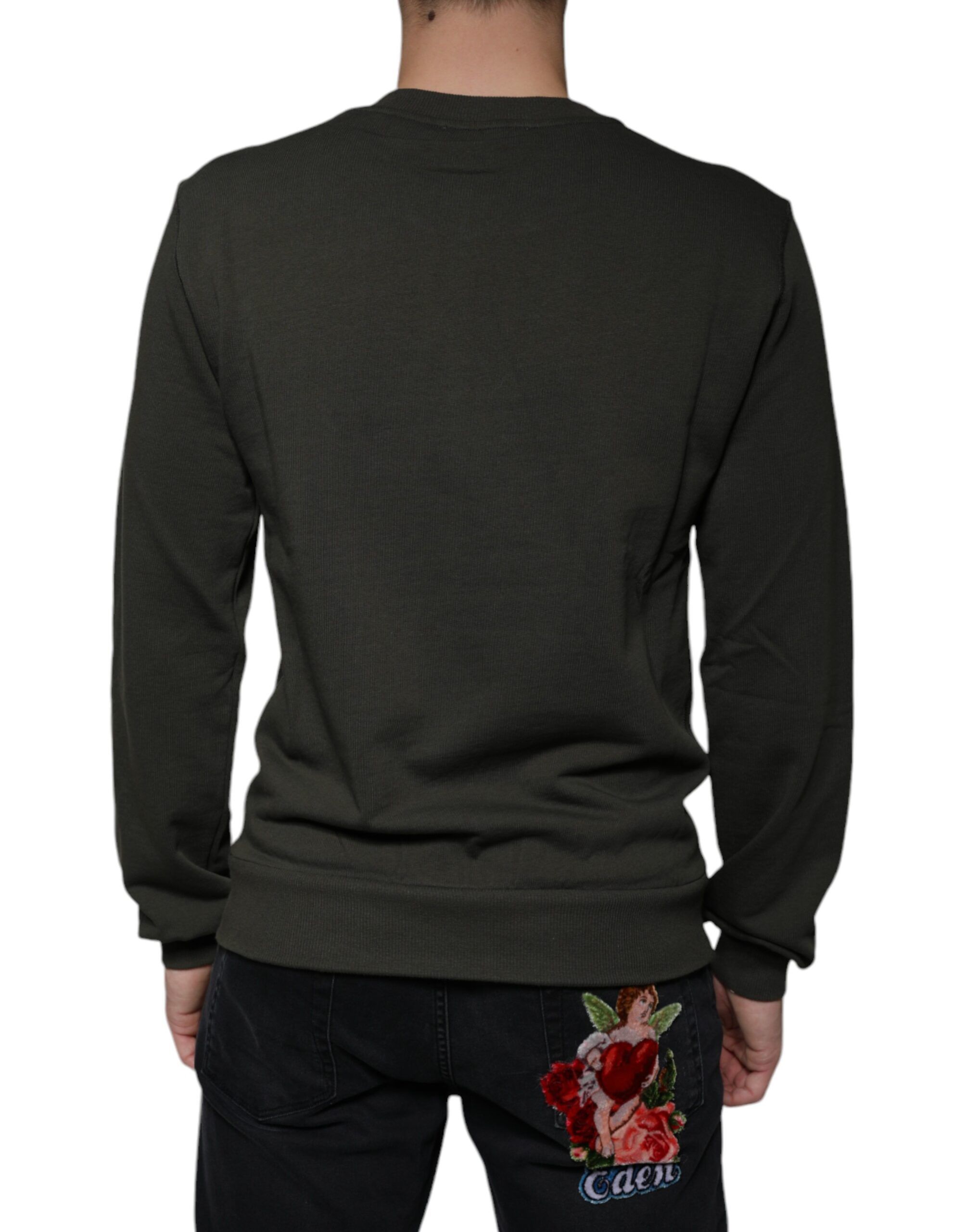 Army Green DG Crown Crew Neck Pullover Men's Sweater - Dolce & Gabbana - Modalova