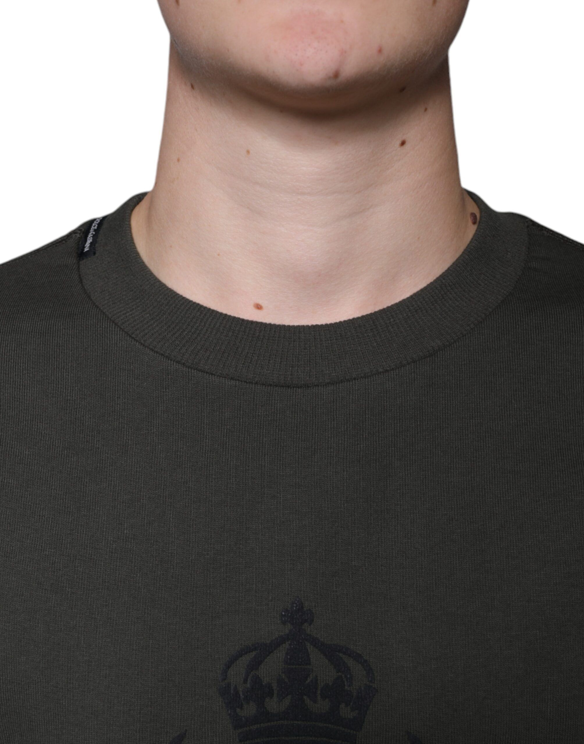 Army Green DG Crown Crew Neck Pullover Men's Sweater - Dolce & Gabbana - Modalova