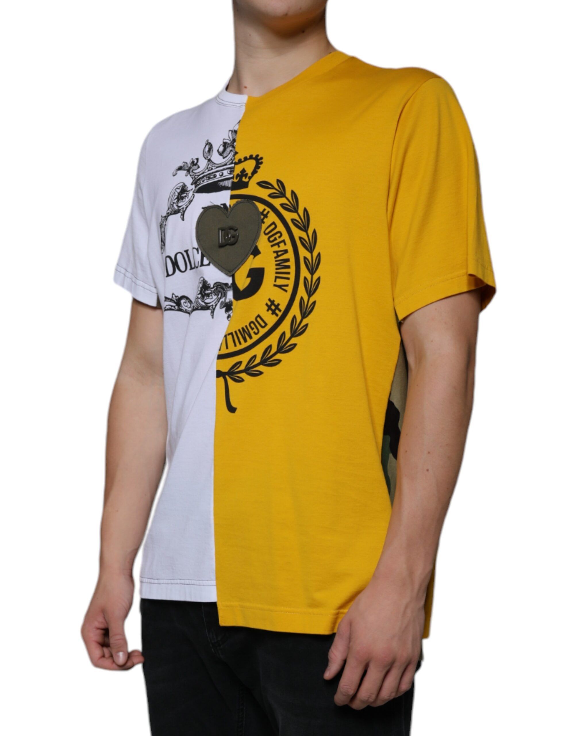 Yellow Logo Print Short Sleeve Men's T-shirt - Dolce & Gabbana - Modalova
