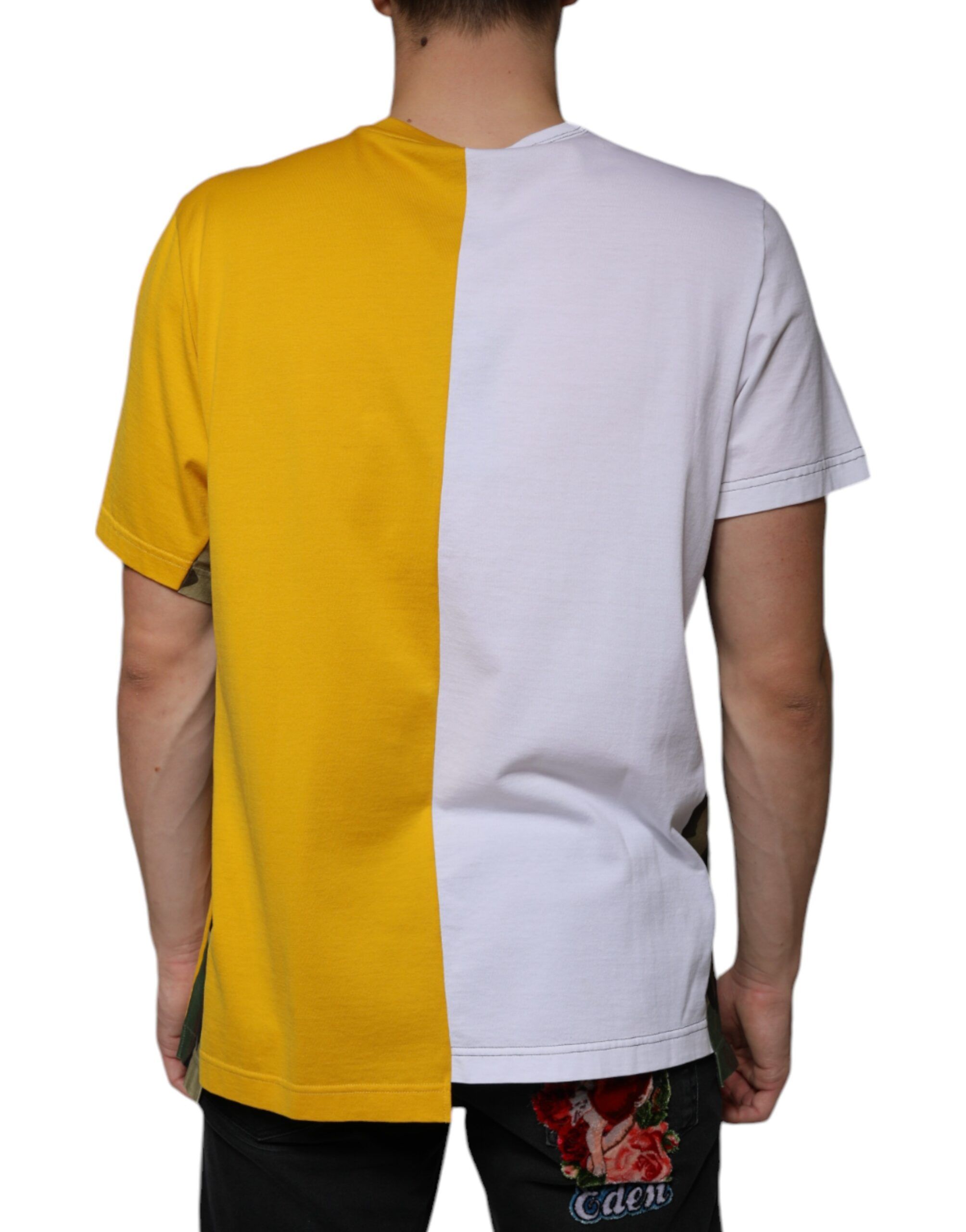 Yellow Logo Print Short Sleeve Men's T-shirt - Dolce & Gabbana - Modalova