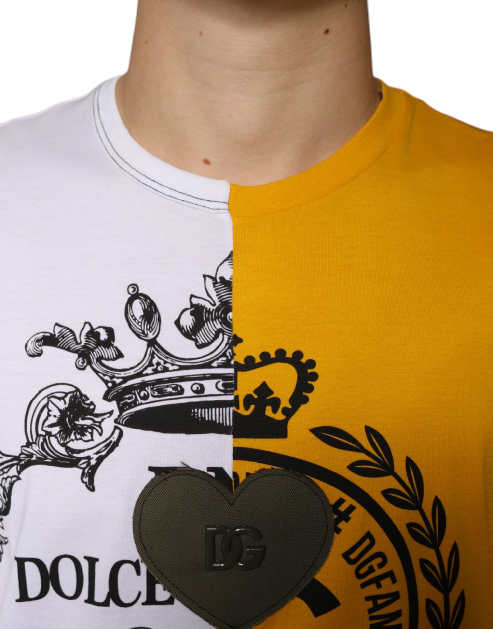 Yellow Logo Print Short Sleeve Men's T-shirt - Dolce & Gabbana - Modalova